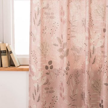 Vorhang Vorhang Soft Calming Leaves rosa 245cm oder Wunsch von SCHÖNER LEBEN., SCHÖNER LEBEN., Smokband (1 St), blickdicht, Baumwolle, handmade, made in Germany, pflegeleicht, vorgewaschen