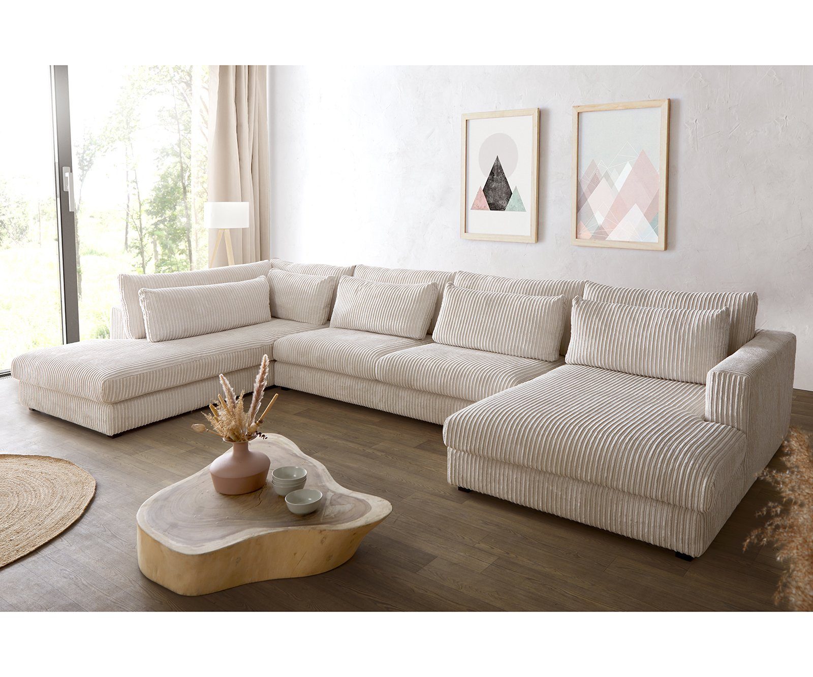 DELIFE Wohnlandschaft Isla, Cord Beige 430x225 günstig online kaufen