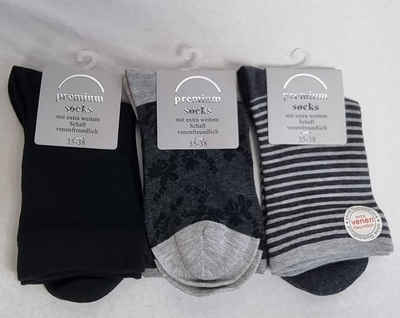 Toker Collection® Gesundheitssocken Damen Socken mit extra weitem Schaft,venenfreundlich, 3er Pack (Packung, 3er Pack) atmungsaktiv