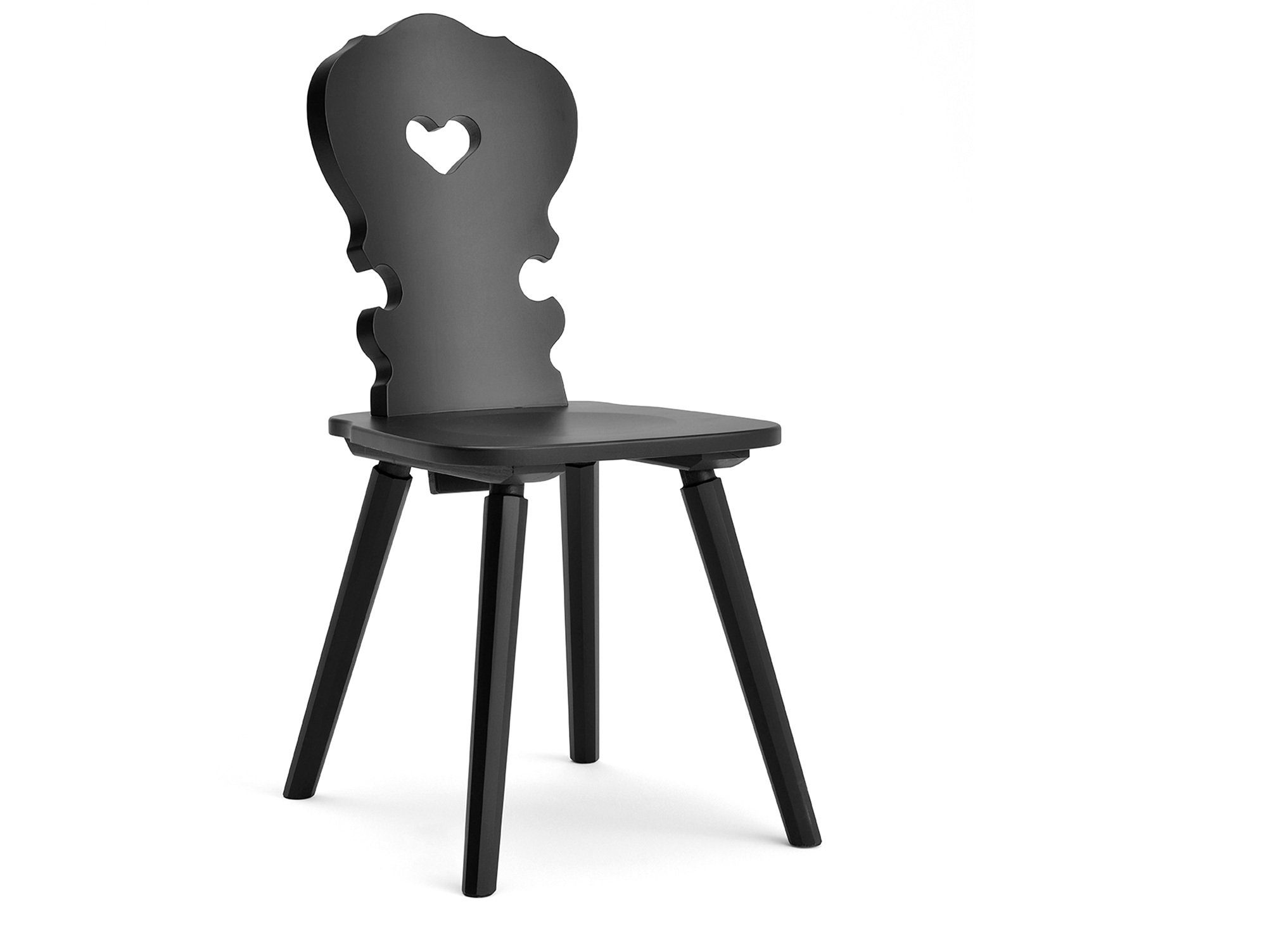 Moebel-Eins Esszimmerstuhl, Fichte schwarz Massivholz, Stuhl, Material lackiert VALERIO