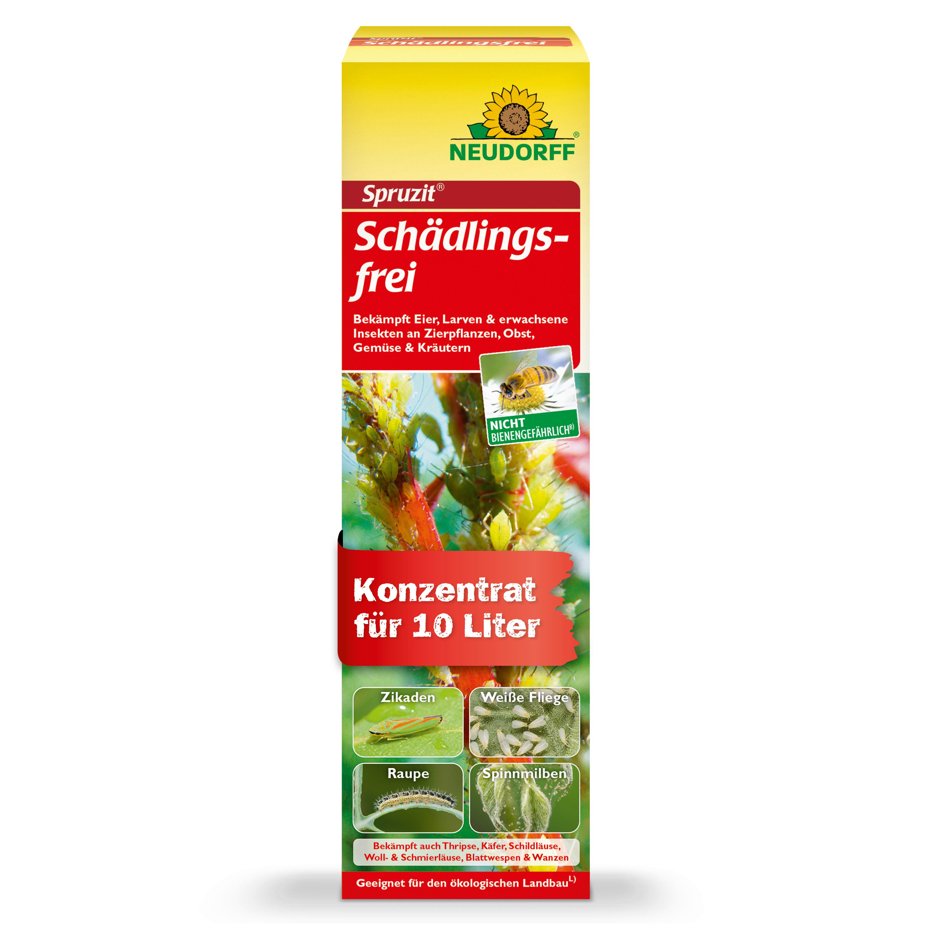 Neudorff Insektenspray Spruzit Schädlingsfrei 100 ml Konzentrat, 100 ml, Für Zierpflanzen, Obst & Gemüse in Haus und Garten, Konzentrat gegen zahlreiche Schädlinge an Pflanzen, 100 ml Konzentrat für bis zu 10 Liter Spritzbrühe