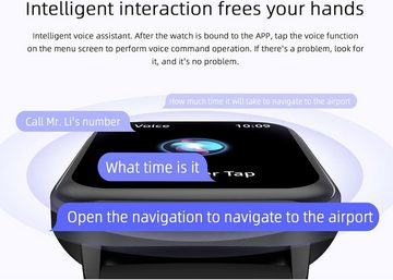 findtime Smartwatch (2,01 Zoll, Android, iOS), mit telefonfunktion Schlafanalyse Herzfrequenz Blutdruck Wasserdicht