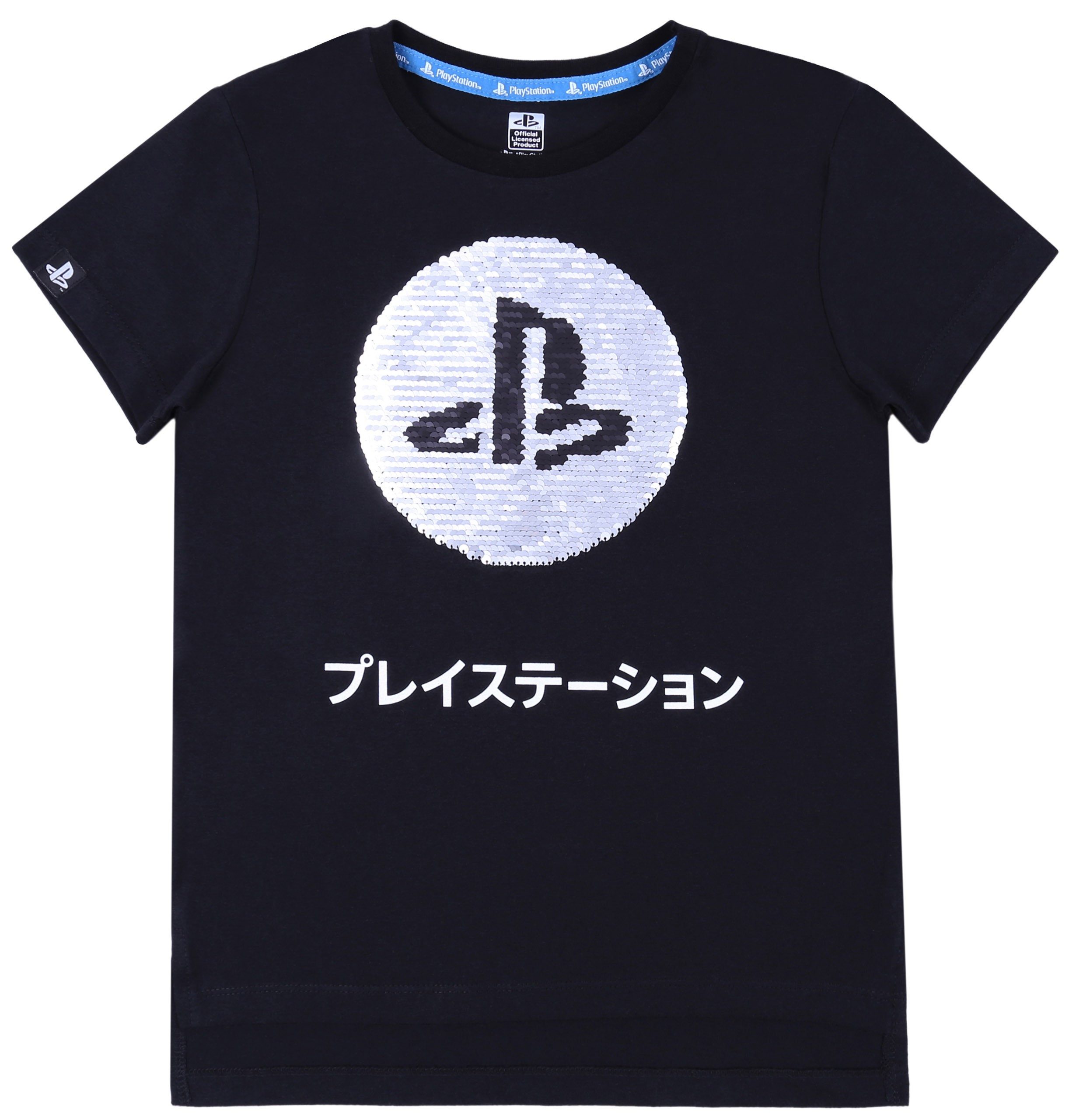 Sarcia.eu Kurzarmbluse Schwarze Bluse mit PlayStation-Pailletten 11-12 Jahre