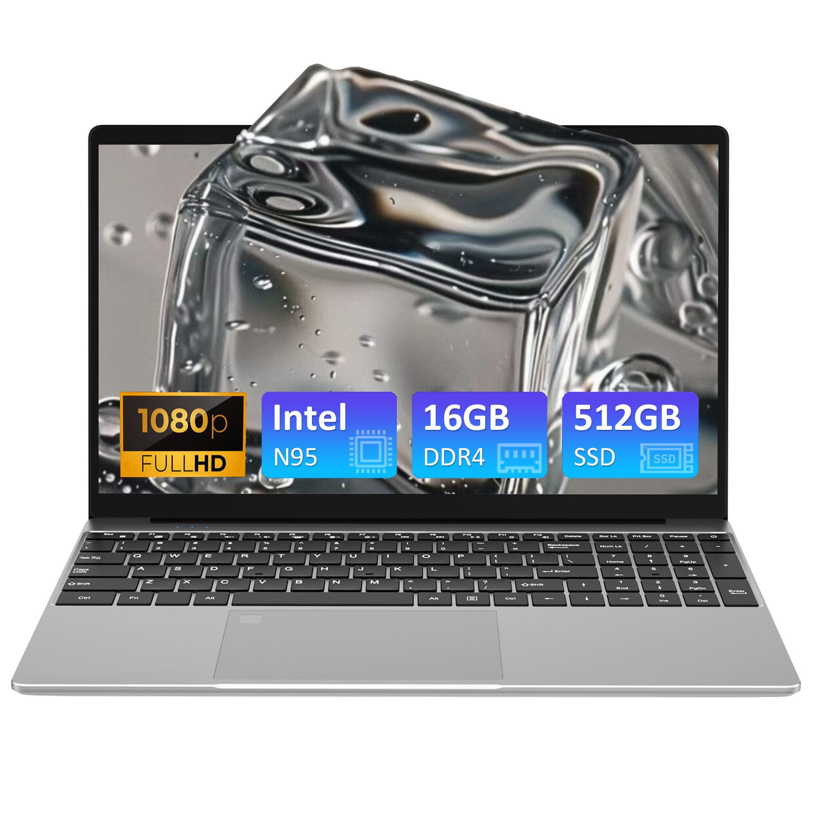 Auusda T152A Laptop, 15.6 Zoll, Intel N95, 16GB RAM, 512GB/1TB NVMe SSD Notebook (39,6 cm/15.6 Zoll, Intel Alder Lake-N95, 16 GB, 512 GB SSD, with Fingerprint Unlock, Cooling Fan, Webcam, Dual Speakers, Mini HDMI)