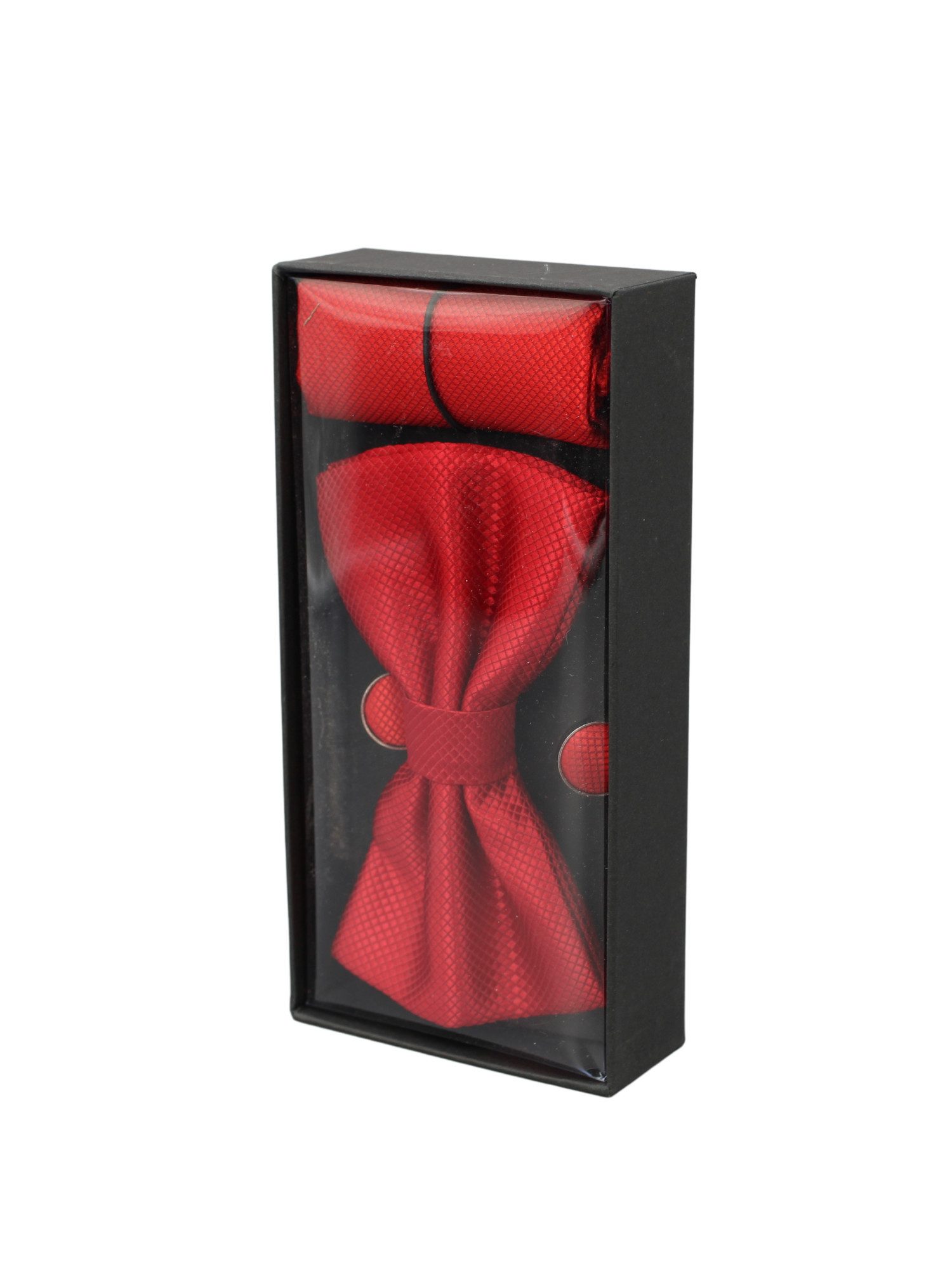 ANTALUX Fliege Elegantes 4-teiliges Herren-Set: Fliege, Tuch & Manschettenknöpfe
