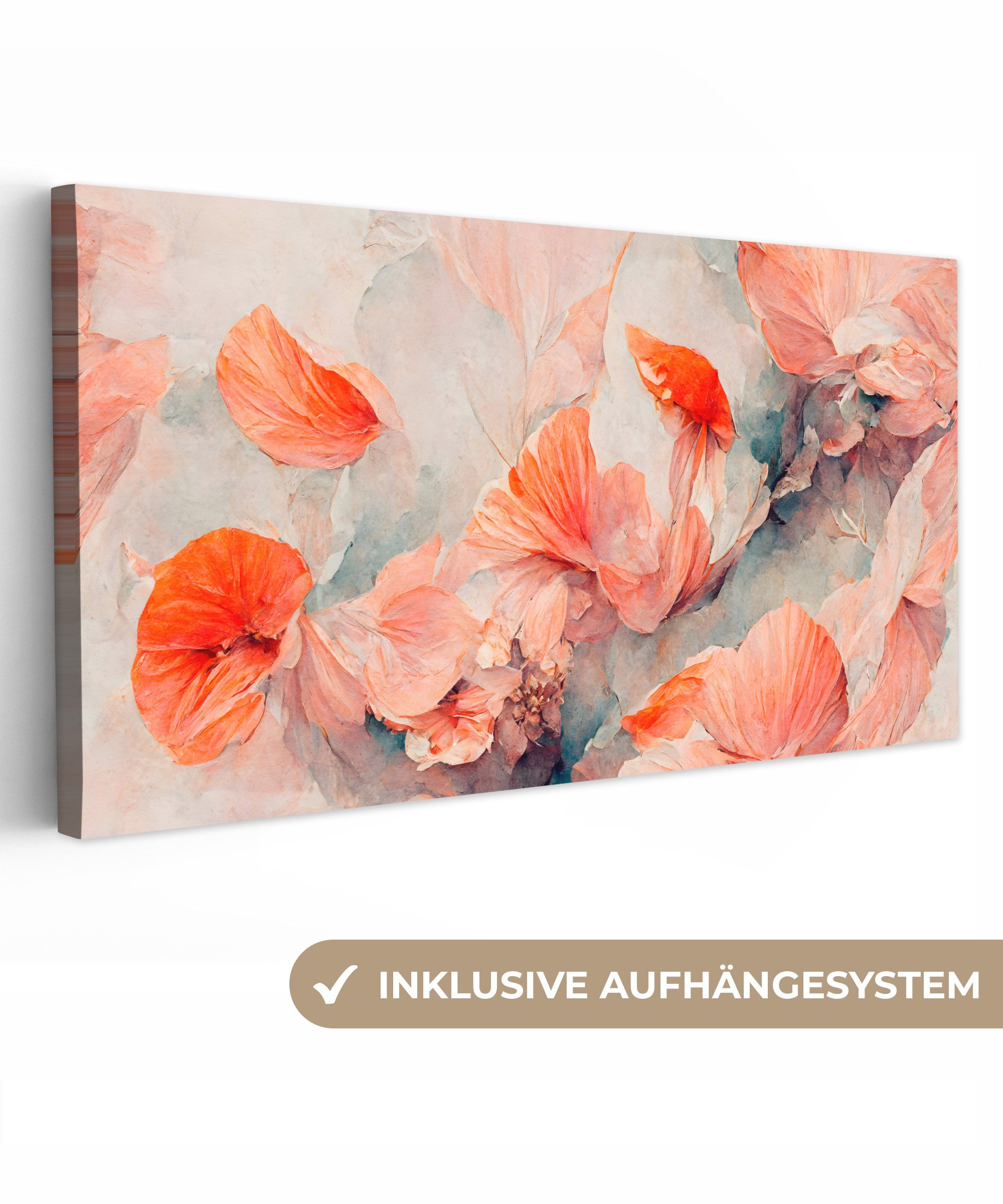 OneMillionCanvasses® Leinwandbild Panorama Blumen - Blätter günstig online kaufen