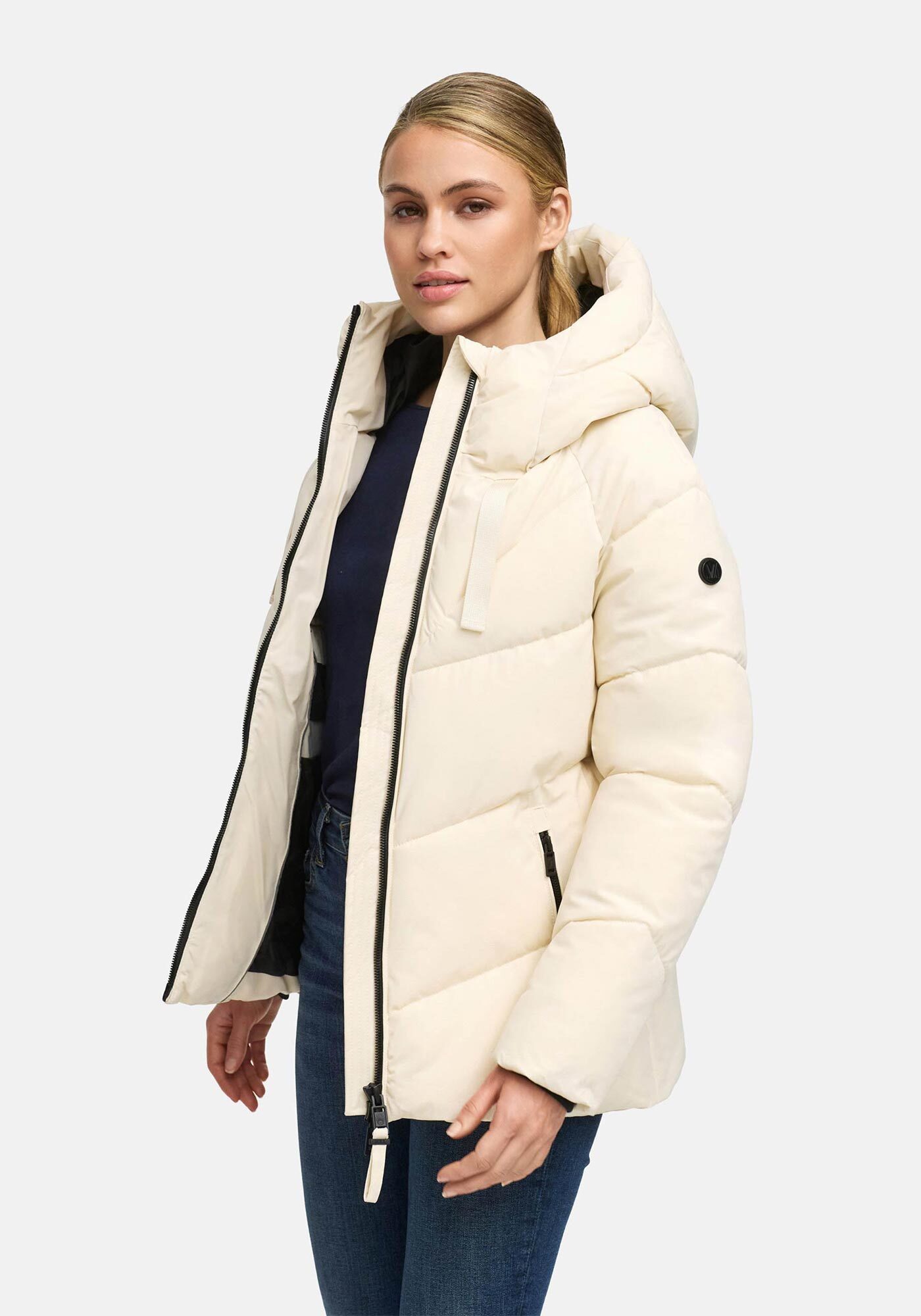 Marikoo Winterjacke Kwamee Schräg gesteppte Winterjacke mit fester Kapuze