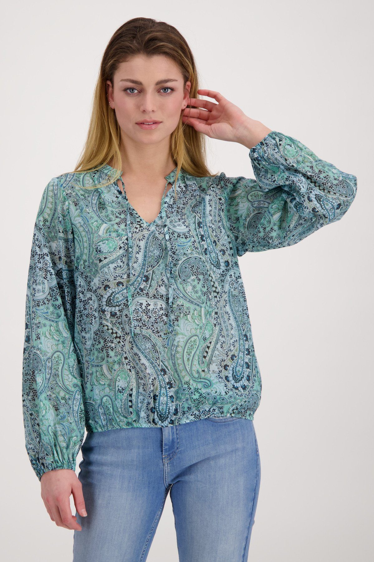 Klassische Bluse Paisley Muster Bluse mit Gummizug