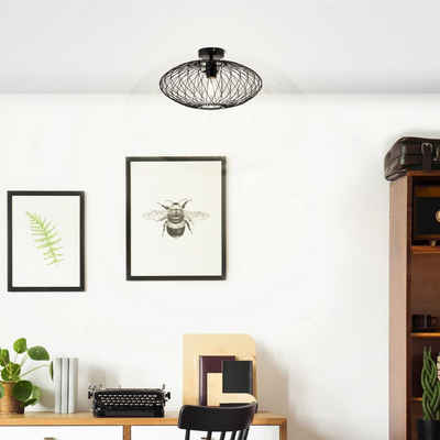 Lightbox Deckenleuchte, ohne Leuchtmittel, dekorativer Draht-Schirm, Ø 40cm, E27, Metall, matt schwarz