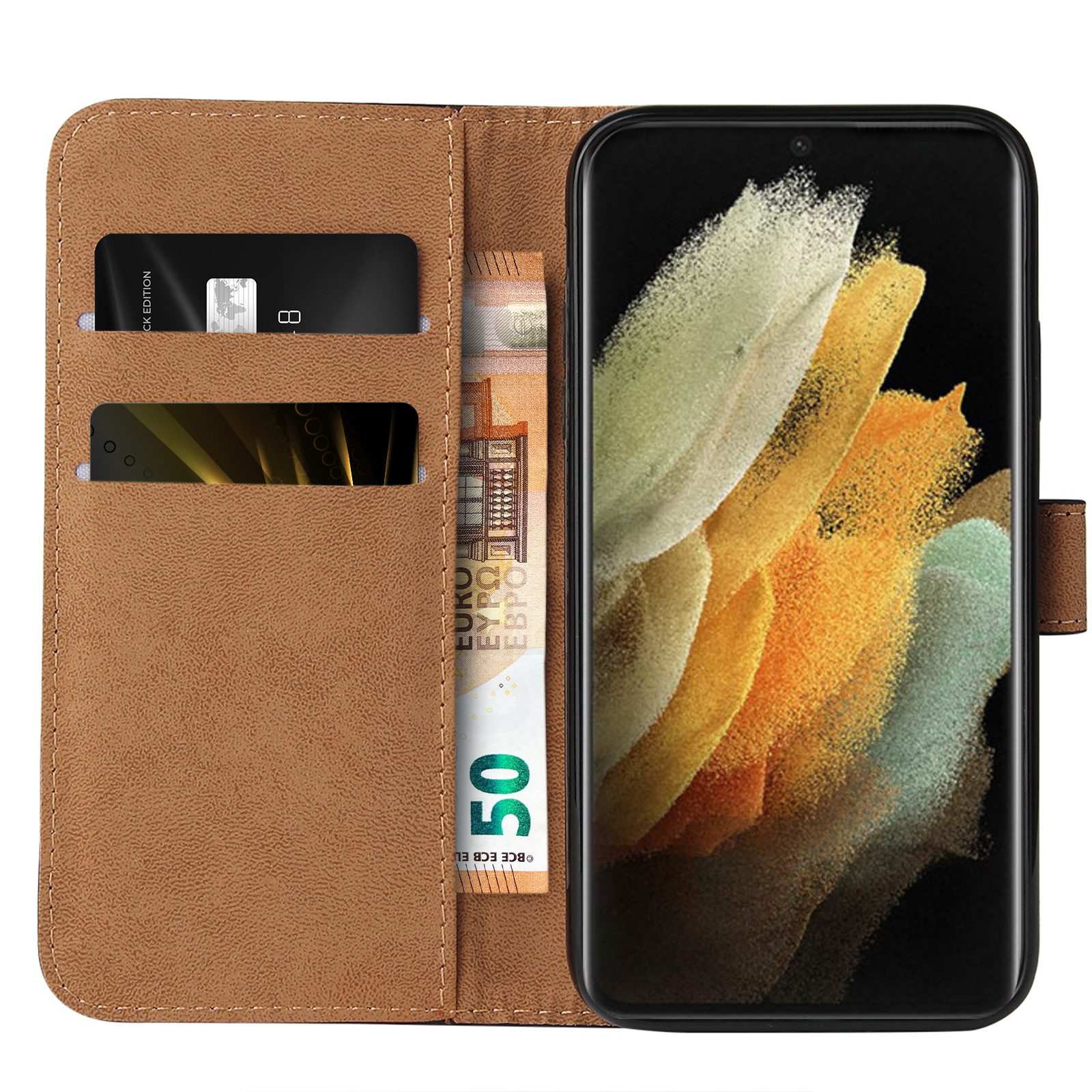 Tec-Expert Handyhülle Klapp Hülle für Samsung Galaxy S21 Ultra 6.8 Zoll, 6.8, Flip Case für Samsung Galaxy S21 Ultra