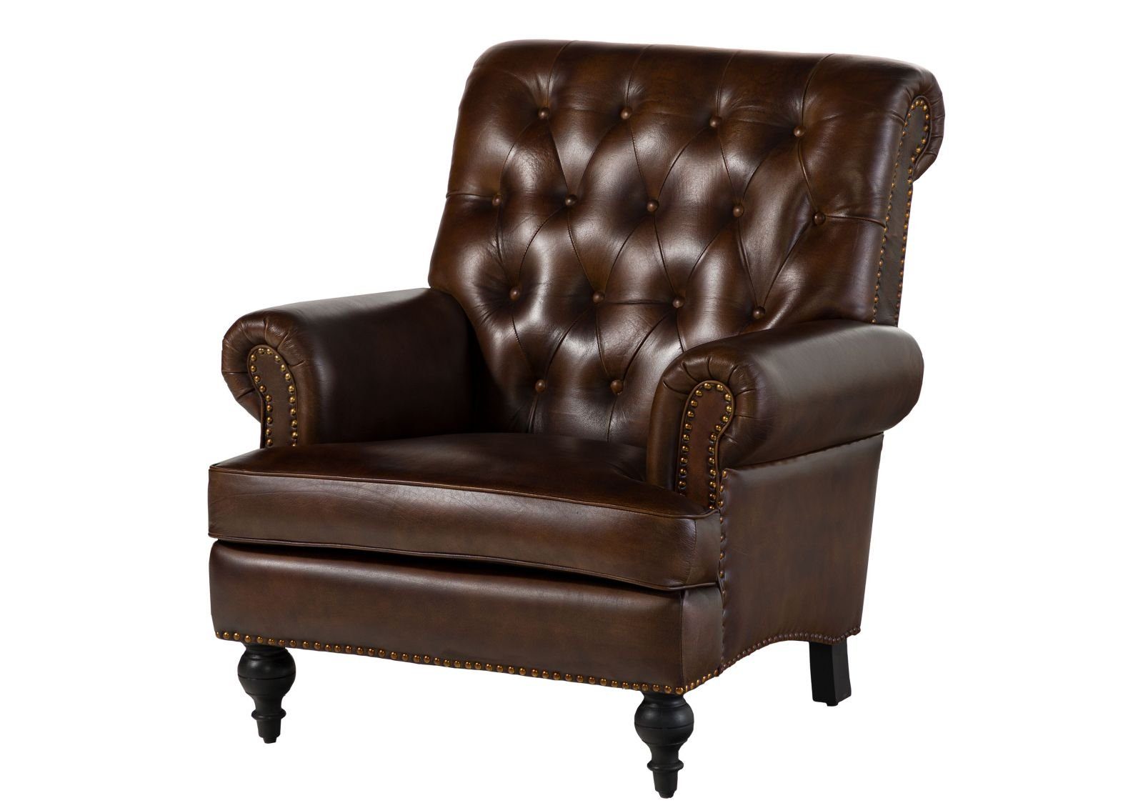 Massivmoebel24 Кресла (Sessel Echtleder 84x84x94 braun CHESTERFIELD #105)