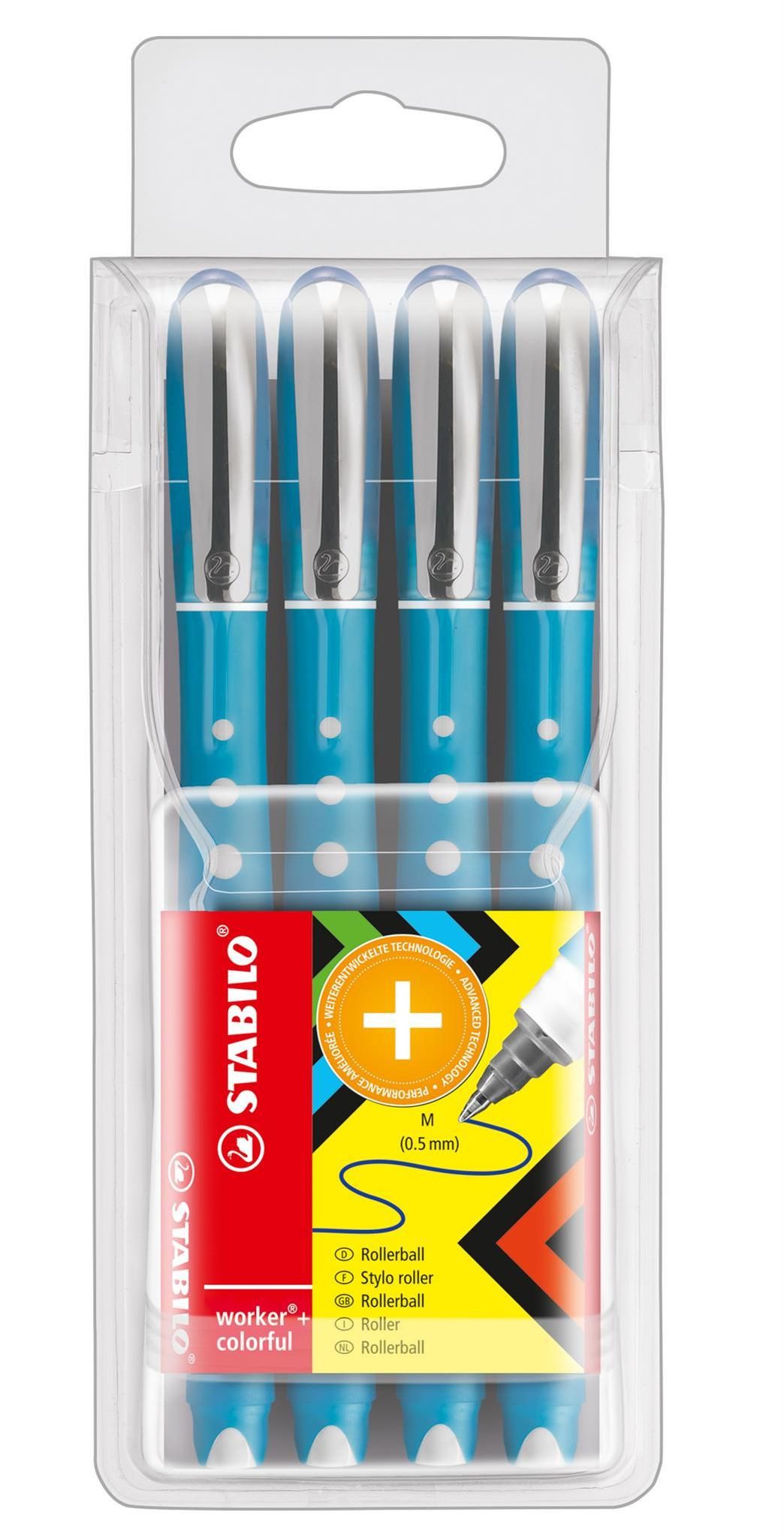 STABILO Tintenroller STABILO worker+ colorful 4er Etui blau
