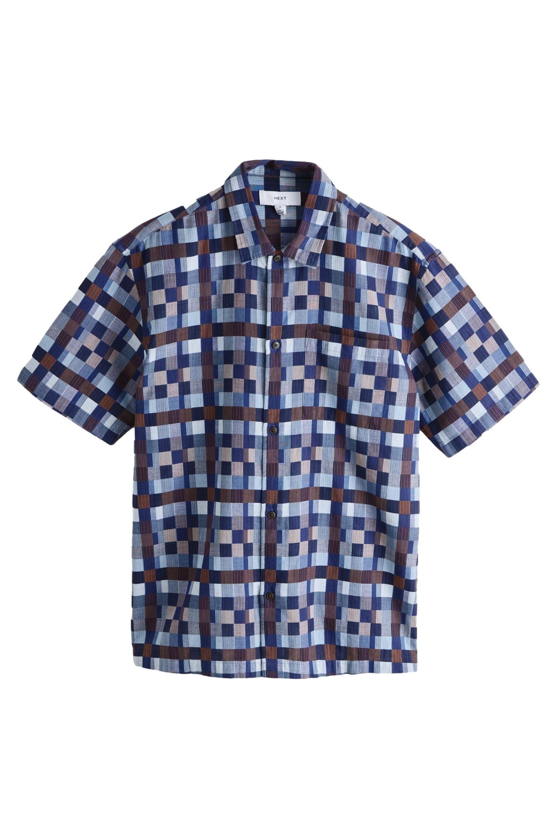 Kurzarmhemd Chambray-Hemd mit Patchwork und kurzen Ärmeln