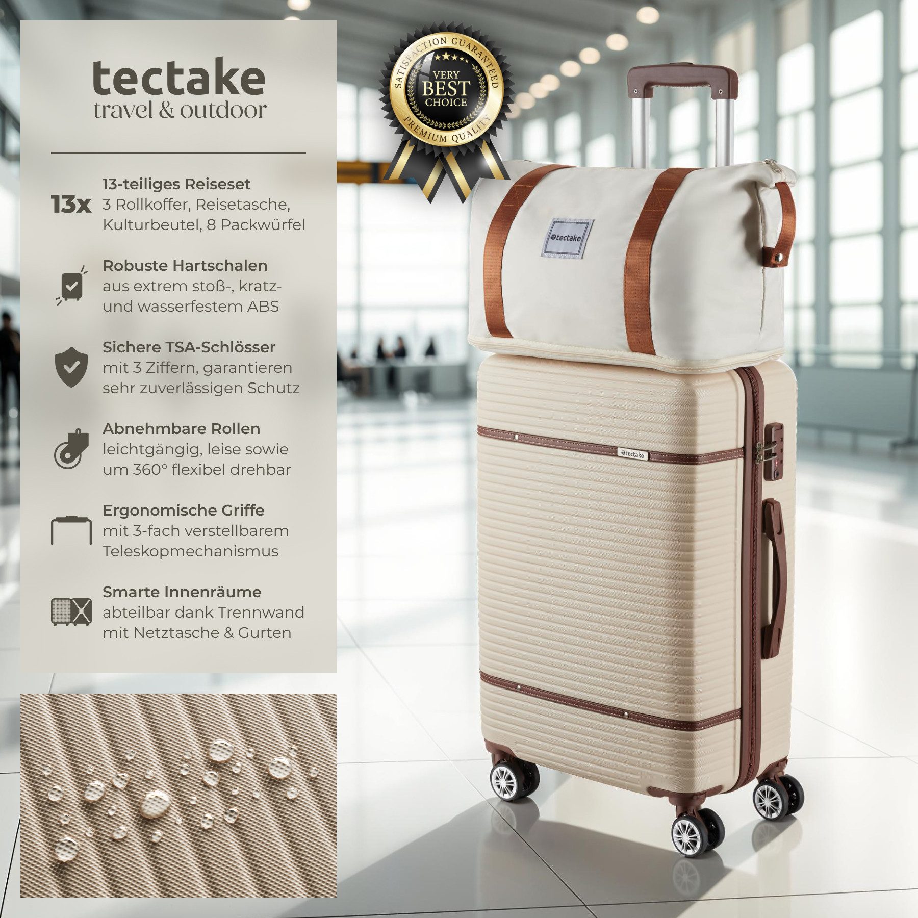 tectake Trolley Reisekofferset, 4 Rollen, 13-teilig, Hartschalen aus robust günstig online kaufen