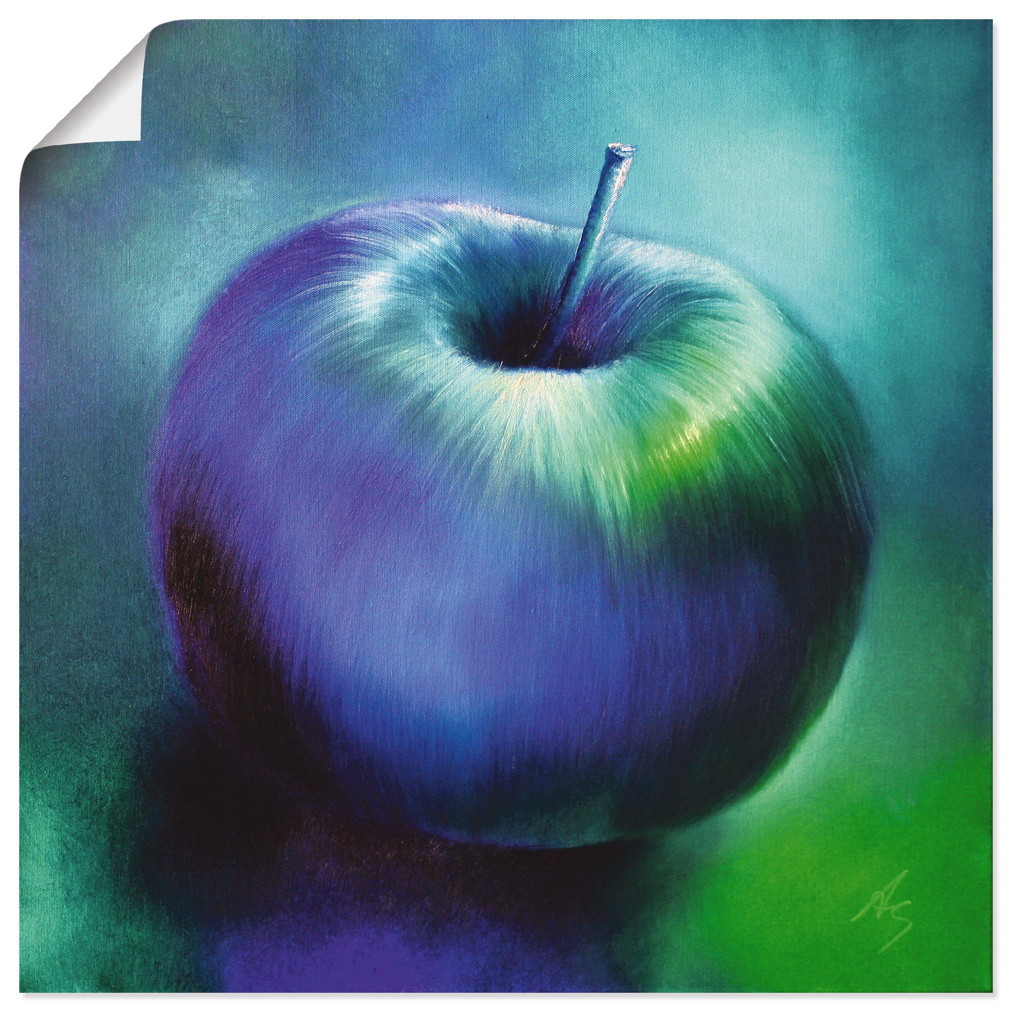 Artland Wandbild Der blaue Apfel, Arrangements (1 St), als Alubild, Leinwandbild, Wandaufkleber oder Poster in versch. Größen | Poster