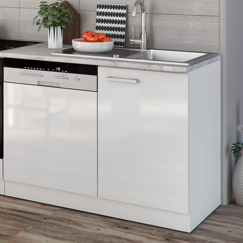 Vicco Küchenzeile Optima, Weiß Hochglanz/Weiß, 270 cm ohne Arbeitsplatte