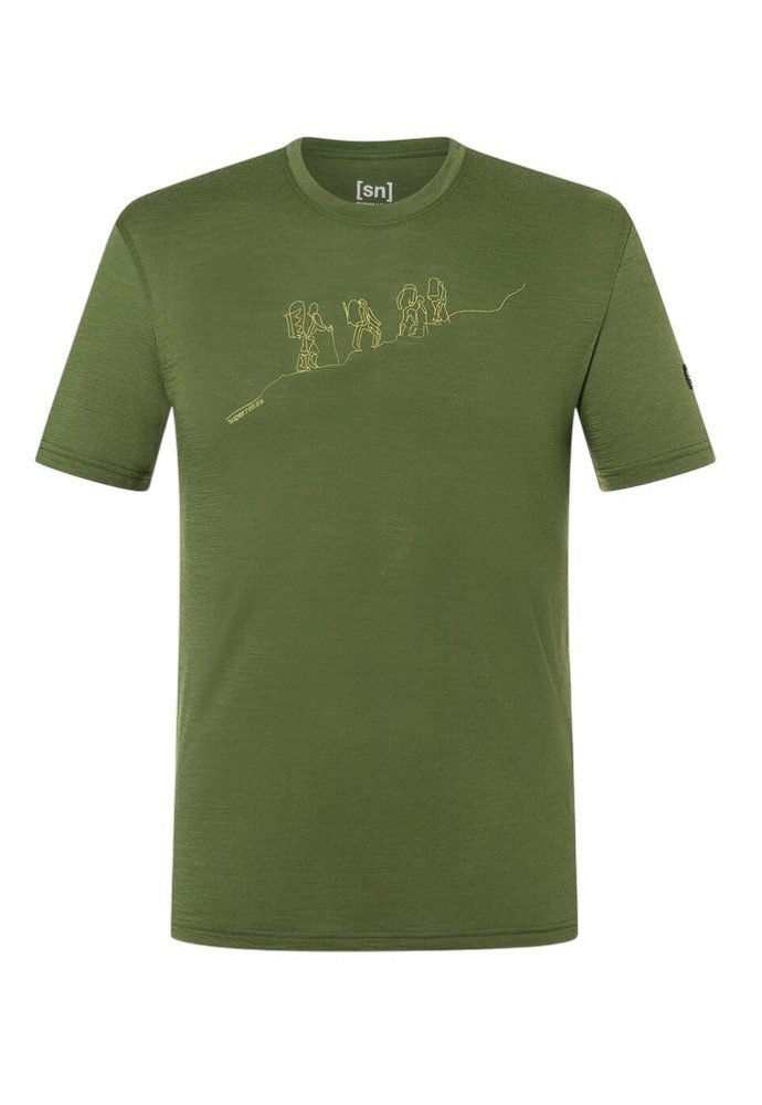 SUPER.NATURAL T-Shirt Wander-/Freizeit Graphic Hiking - Merinowollmix - olivegrün Herren