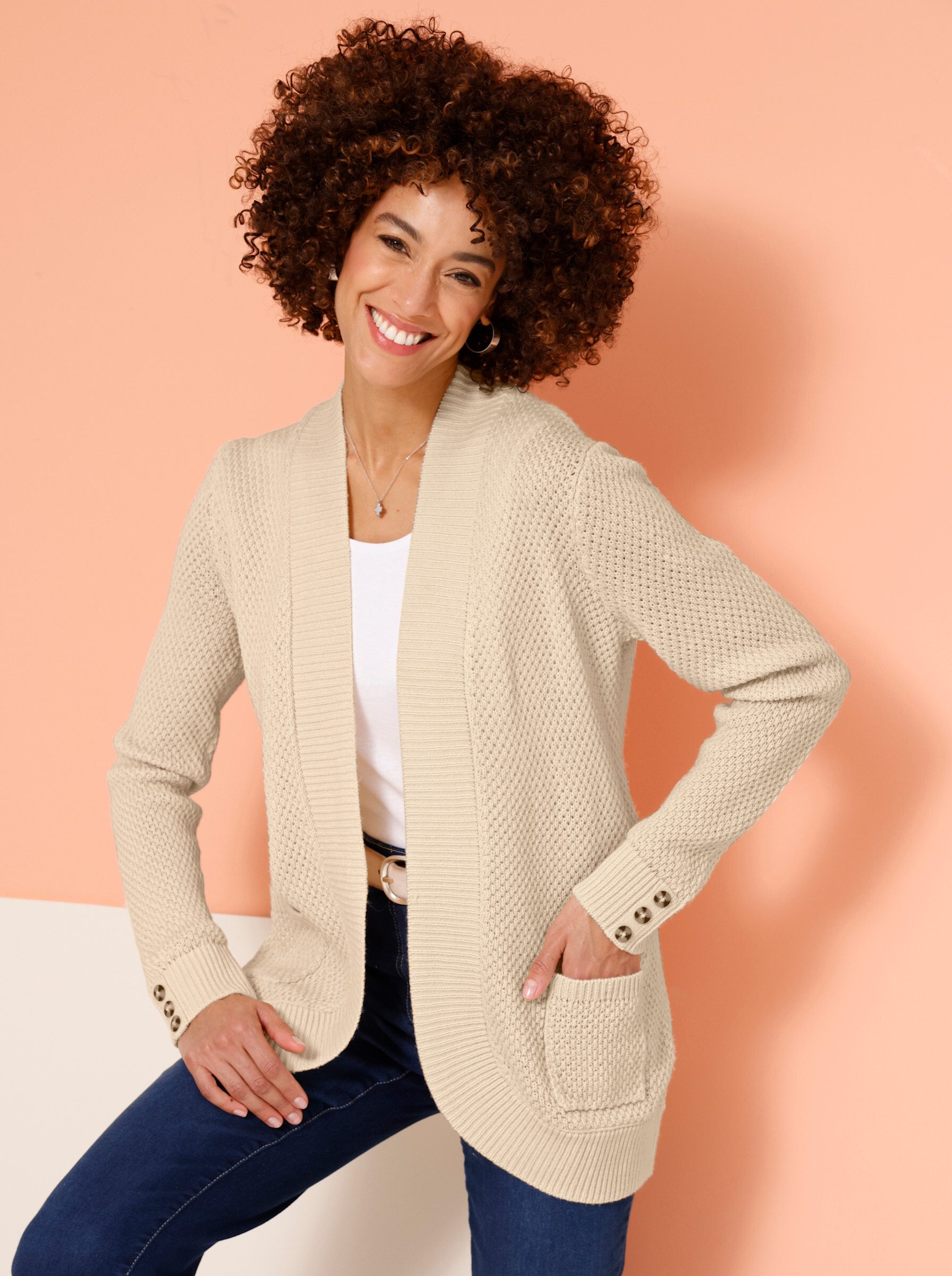 Sieh an! Strickjacke Strickjacke Langarm Struktur