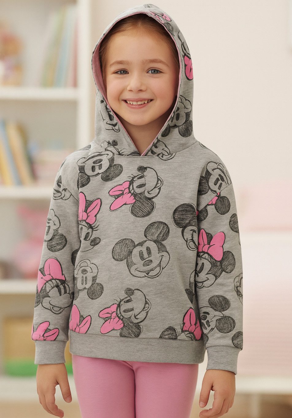 United Labels® Sweatshirt Disney - Mickey & Minnie Mouse allover, Hatch style- Hoodie