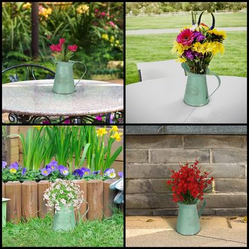 Belle Vous Dekovase Vintage Metal Flower Vase - Decorative Accessory, Olivgrüne Metall Blumenvase im Vintage Stil für Haus & Garten
