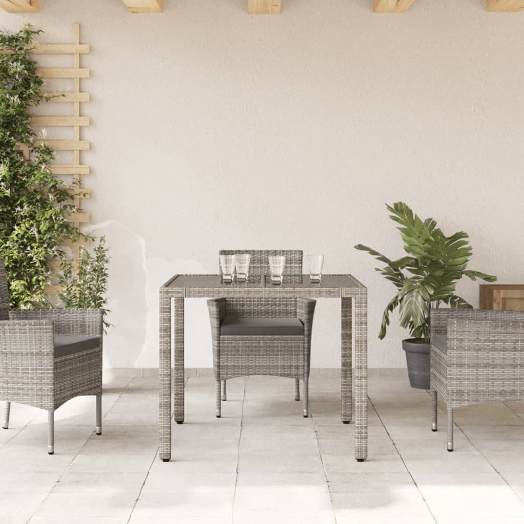 vidaXL Gartentisch Gartentisch mit Glasplatte Grau günstig online kaufen