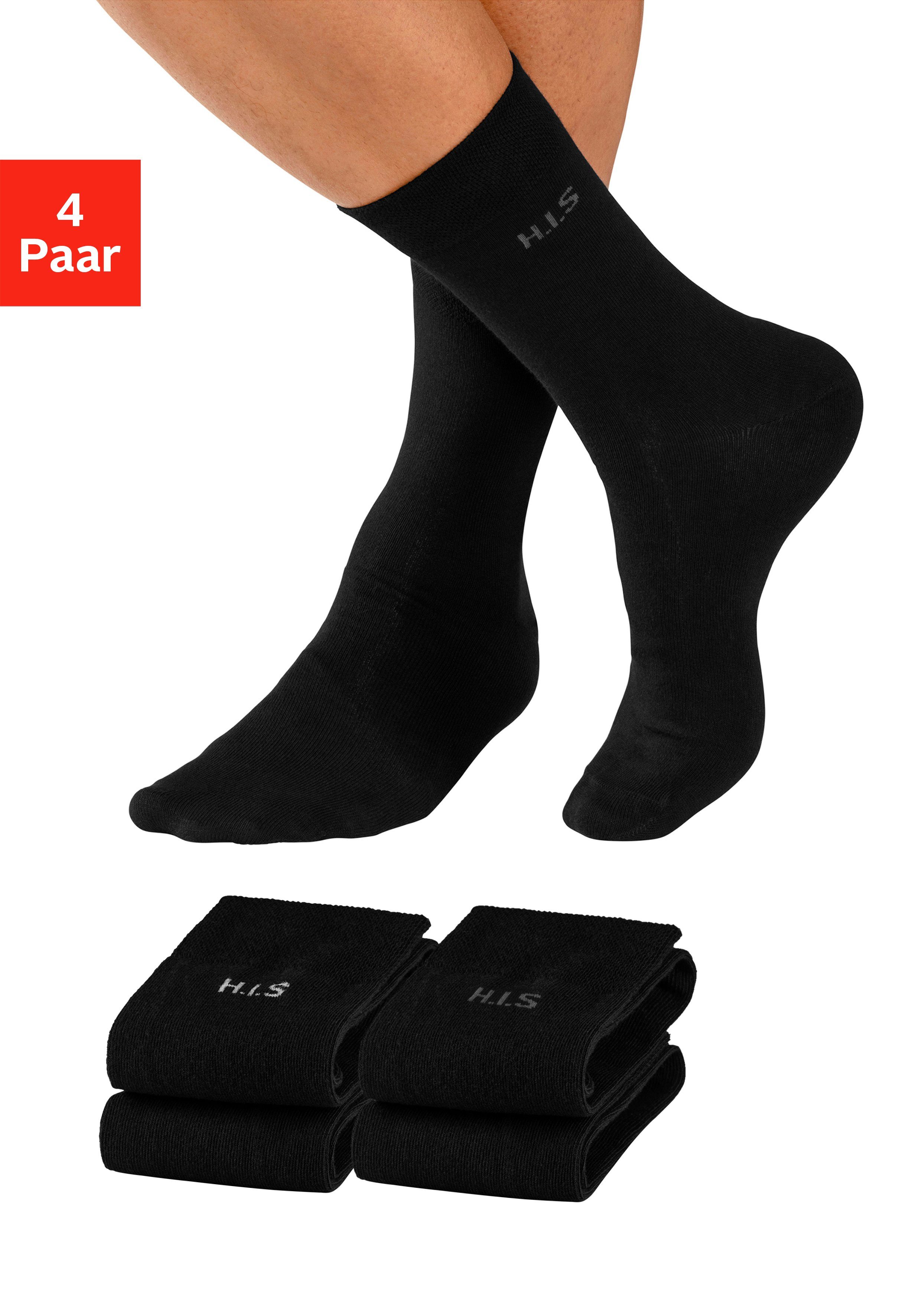 H.I.S Socken (Packung, 4-Paar) mit druckfreiem Bündchen