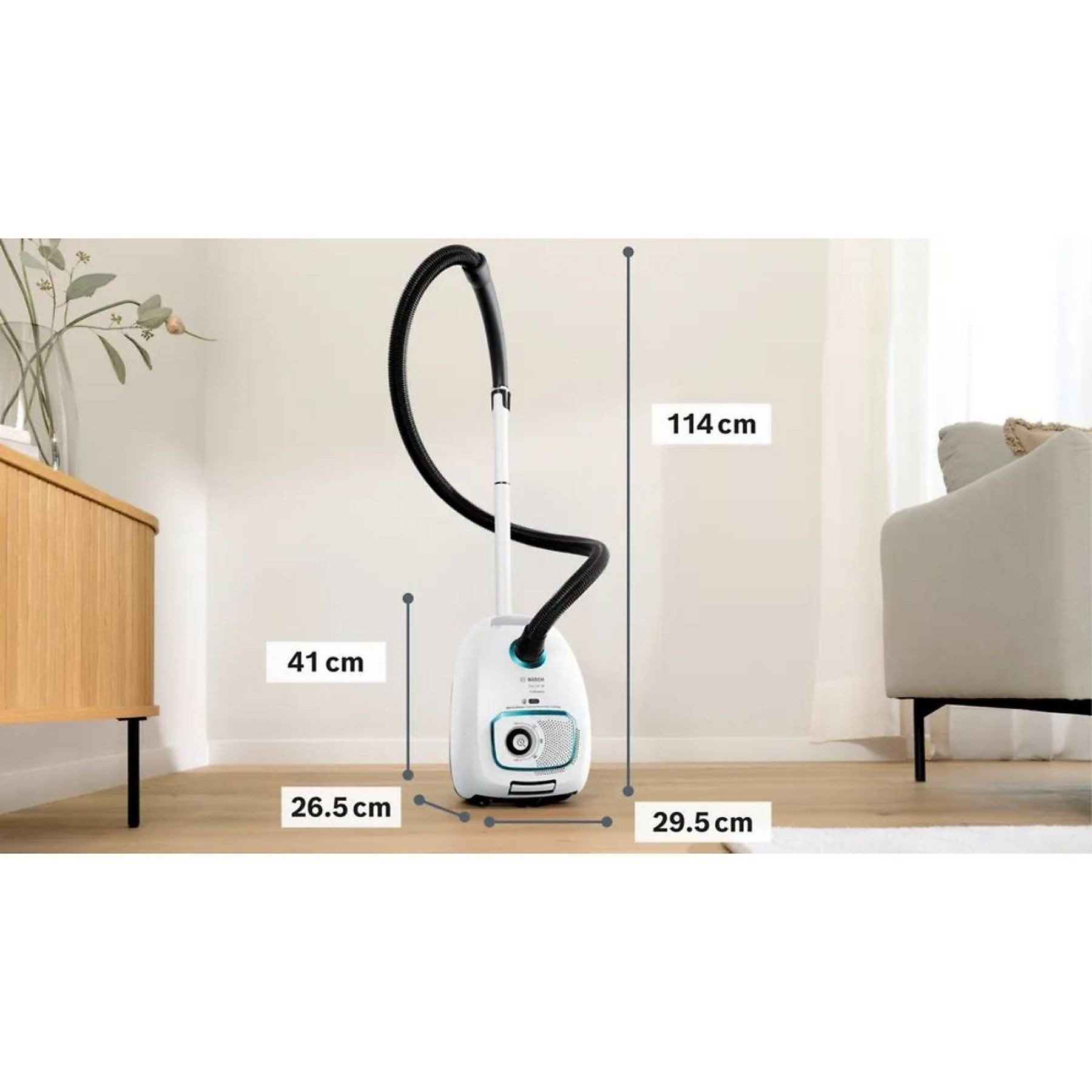 BOSCH Bodenstaubsauger Series 4 Bagged vacuum cleaner ProHygienic, 600 W, Beutel, Kabel Staubsauger Beutel Weiß