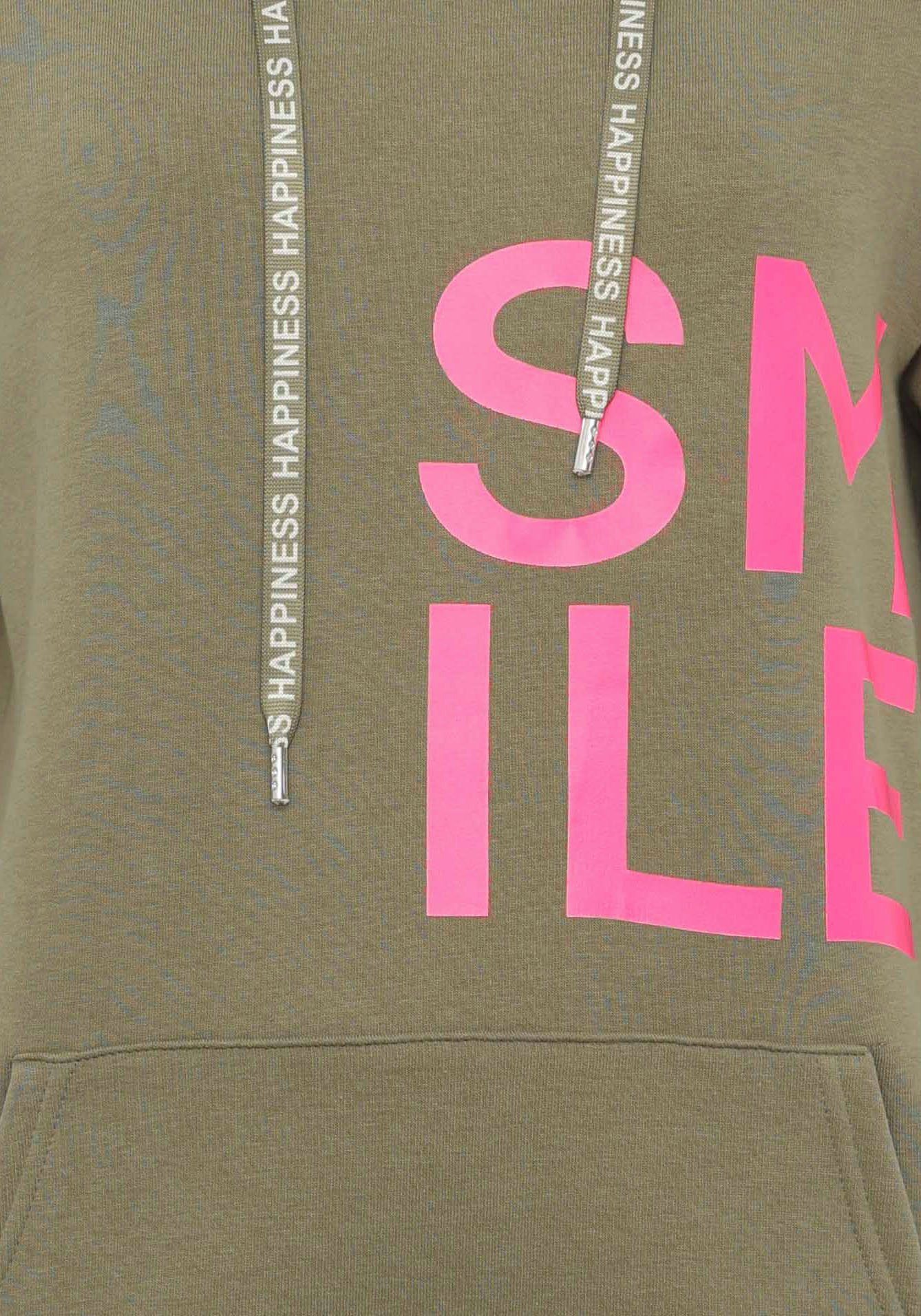 Zwillingsherz Hoodie "Alissa" Langarm, Kapuze, Neon-Details, Kordelzug, Frontprint, Kängurutasche – Bild 5 von 5