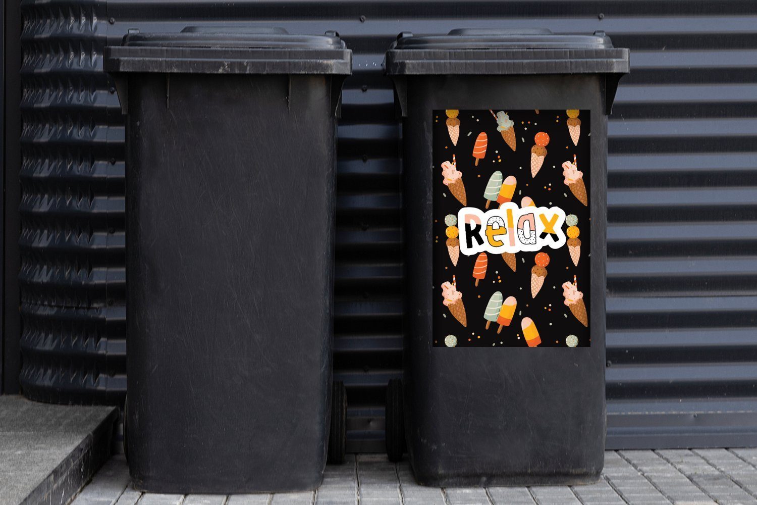 MuchoWow Wandsticker - Container, - Mülltonne, Mülleimer-aufkleber, Sticker, Abfalbehälter Eiscreme Rosa Sommer (1 St)
