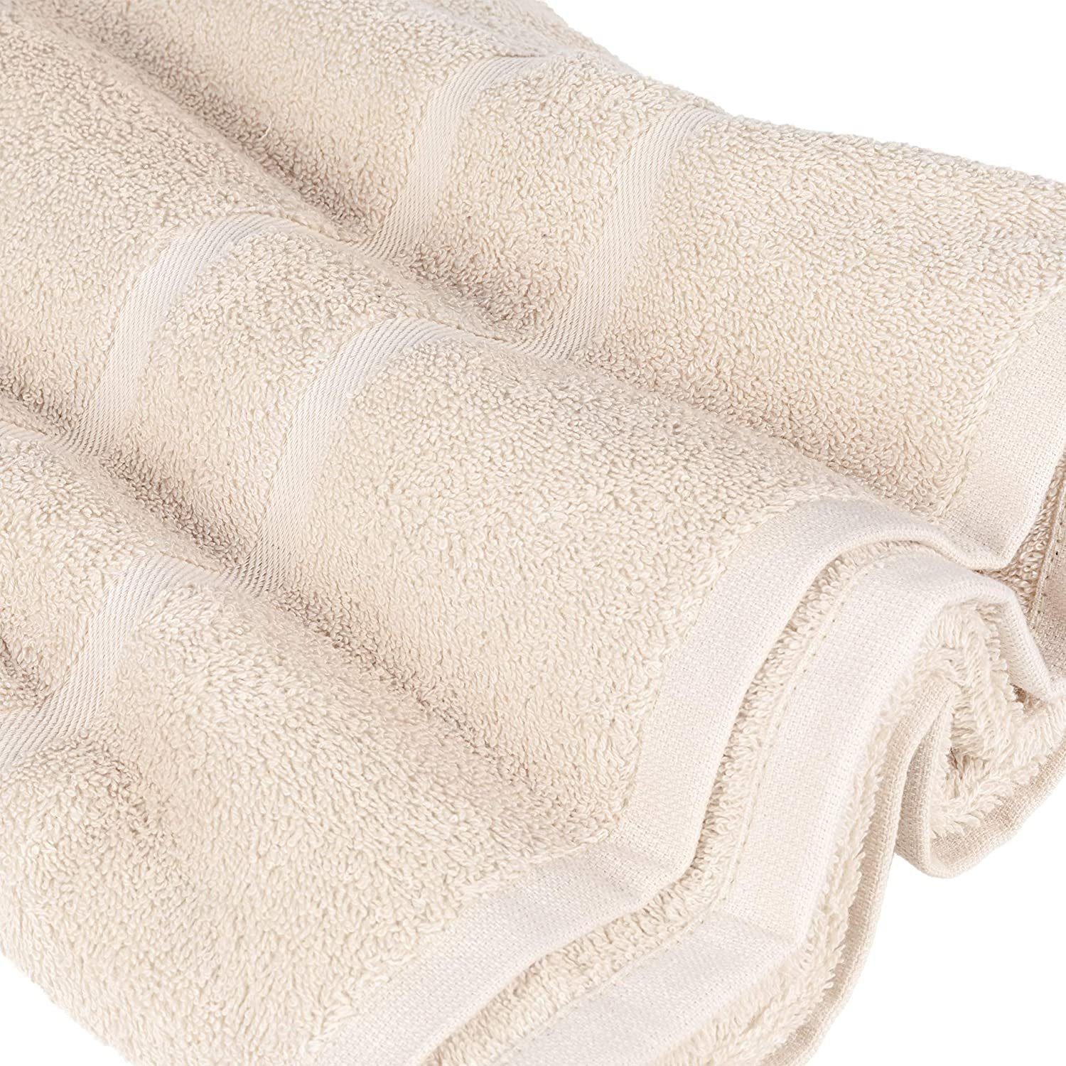 StickandShine Handtuch 500GSM 2er 100% Handtuch (2 Baumwolle 50x100 in Premium Stück), Frottee Frottee Baumwolle 500g/m² aus Set Creme 100% cm