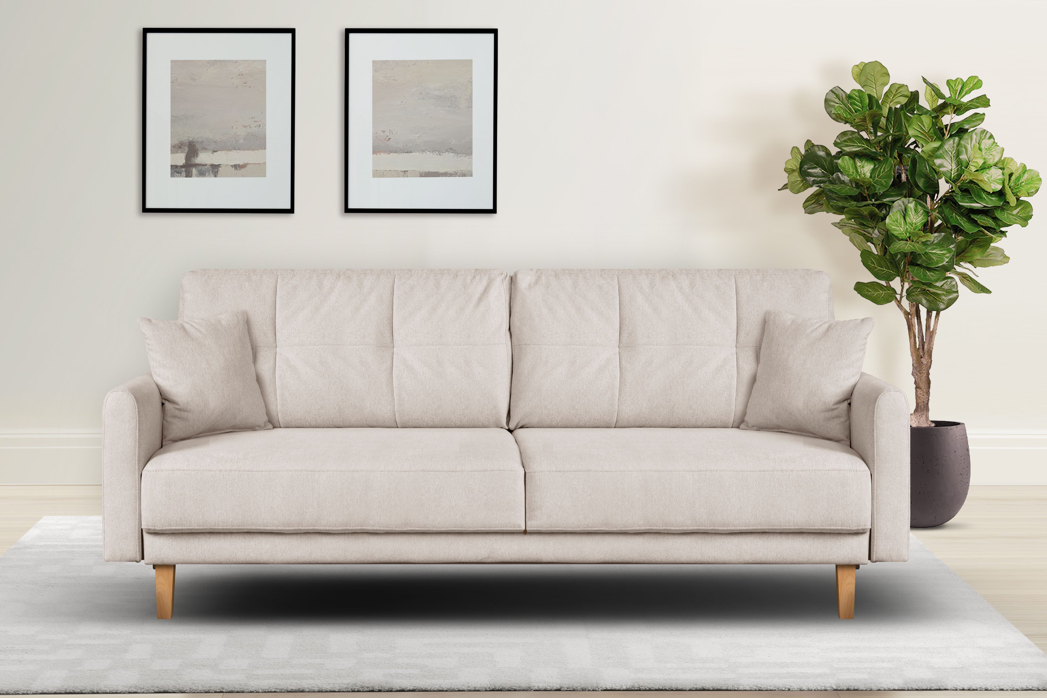 OTTO home 2-Sitzer TRIPLO mit Wellenunterfederung, Maße B/T/H: 165/100/89 cm, Sofa mit Steppung im Rückenbereich, incl. Rückenkissen und Zierkissen