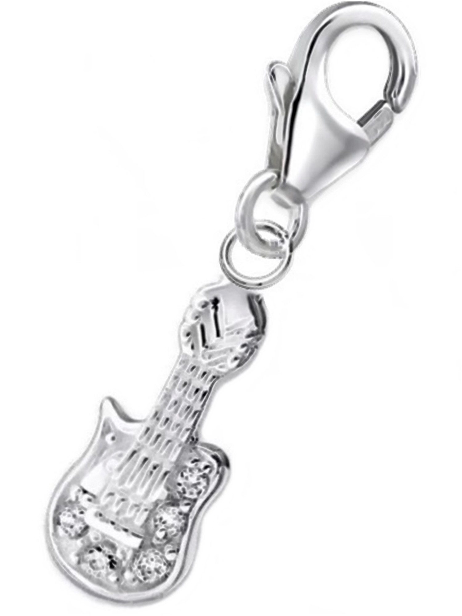 Charm-Einhänger Fender Gitarre Zirkonia Karabiner Charm Anhänger 925 Silber