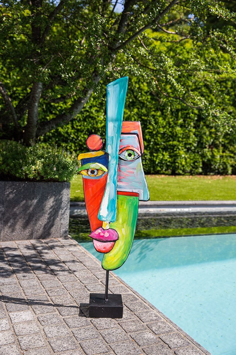 MF Dekoobjekt Farbenpracht in Metall 'Malang' Handbemalte Abstrakte Skulptur 99.5cm