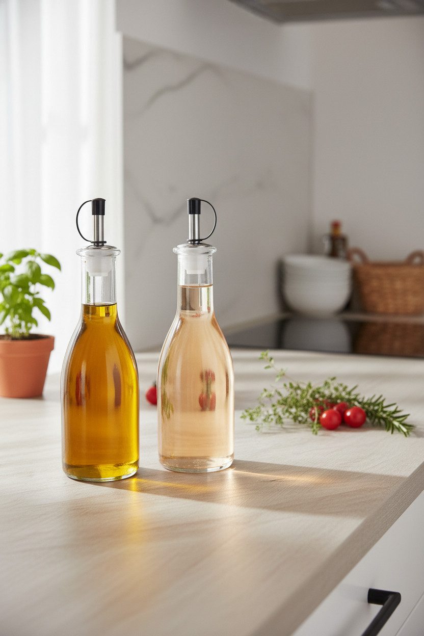 Provance Ölspender 2er Set Glasflaschen 2x300 ml für Essig und Öl