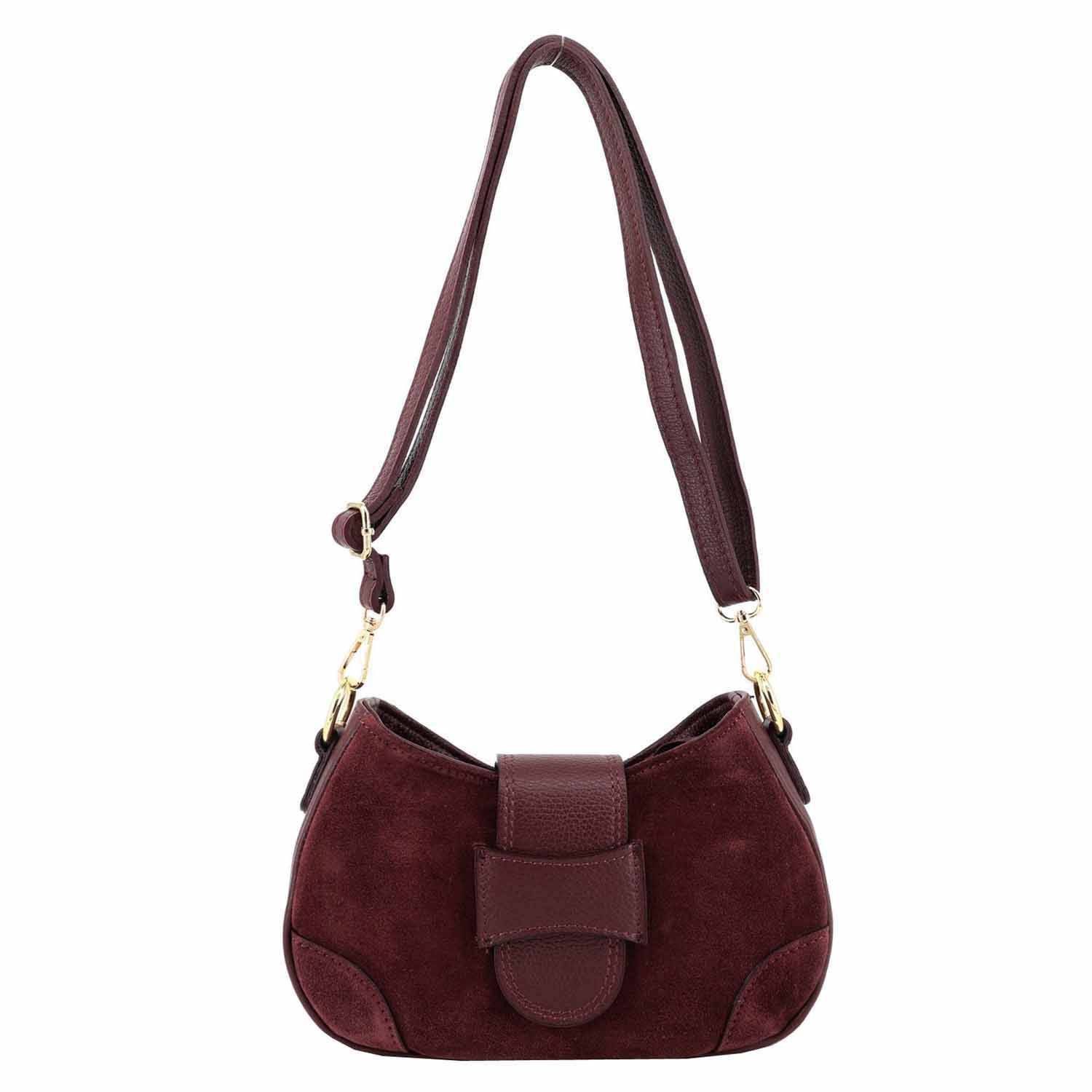 ITALYSHOP24 Schultertasche Made in Italy Damen Wildleder Tasche Umhängetasche CrossOver City Bag, Veloursleder CrossBody Abendtasche Echtleder Body Bag Handtasche Reise
