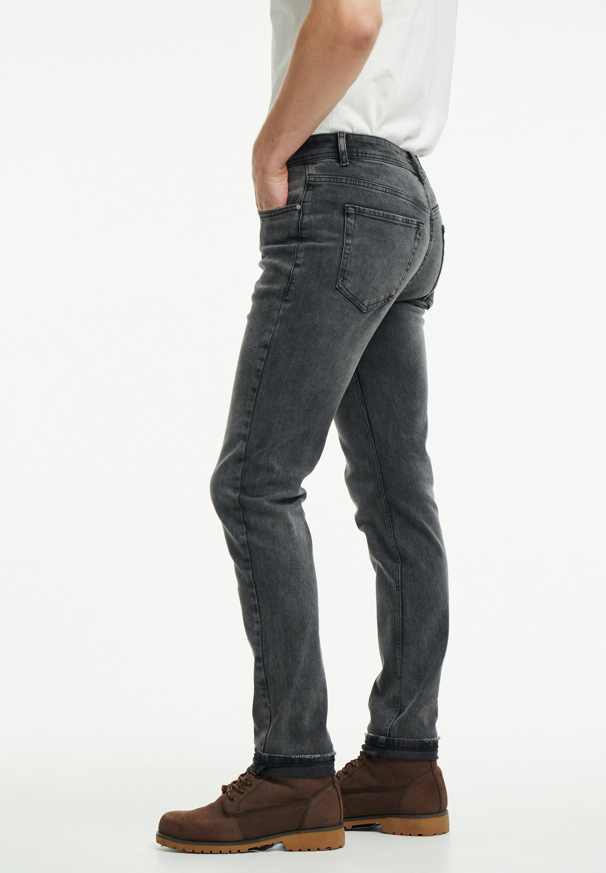 – unten Oben Oscar grey schmaler wem Tapered Tapered-fit-Jeans Fit Mittlere breiter, Bundhöhe: