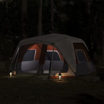 vidaXL Kuppelzelt Zelt Campingzelt Familienzelt Freizeitzelt mit LED Grau und Orange 443
