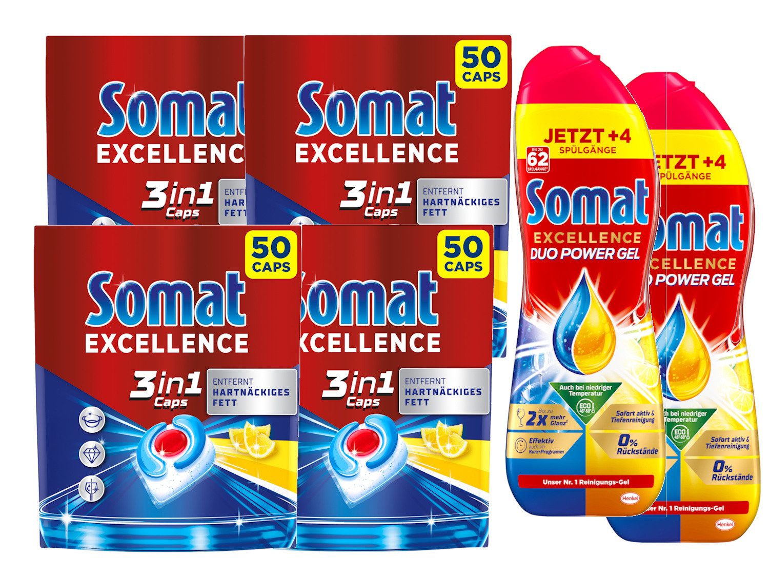Somat SOMAT 3in1 Lemon Tabs 4x + Gel – Zitronenfrisch Spülset Spülmaschinentabs