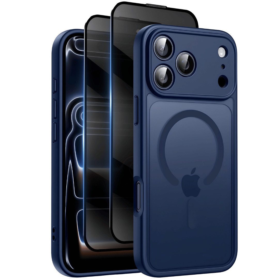 SmartUP Handyhülle + 2X Schutzglas für iPhone 17 Pro Magsafe Privacy Blickschutz Case 9H 6,3 -Zoll, kompletter Rundumschutz, Blickschutz, Anti-Spy