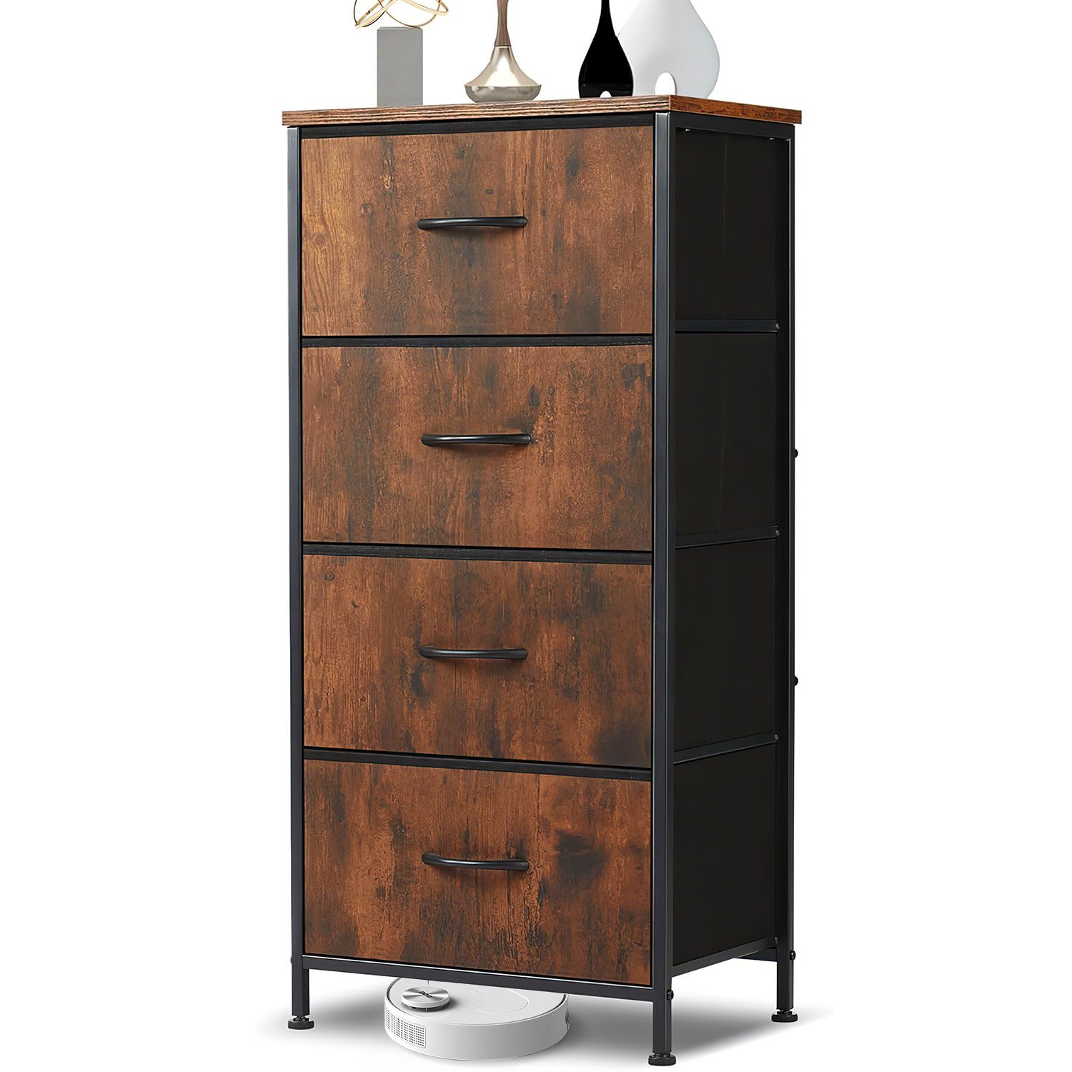 SURFOU Sideboard Kommode mit 4 Schubladen Sideboard Mehrzweckschrank Schubladenschrank, für Schlafzimmer, Wohnzimmer, Kinderzimmer, Flur, Aufbewahrungsschrank