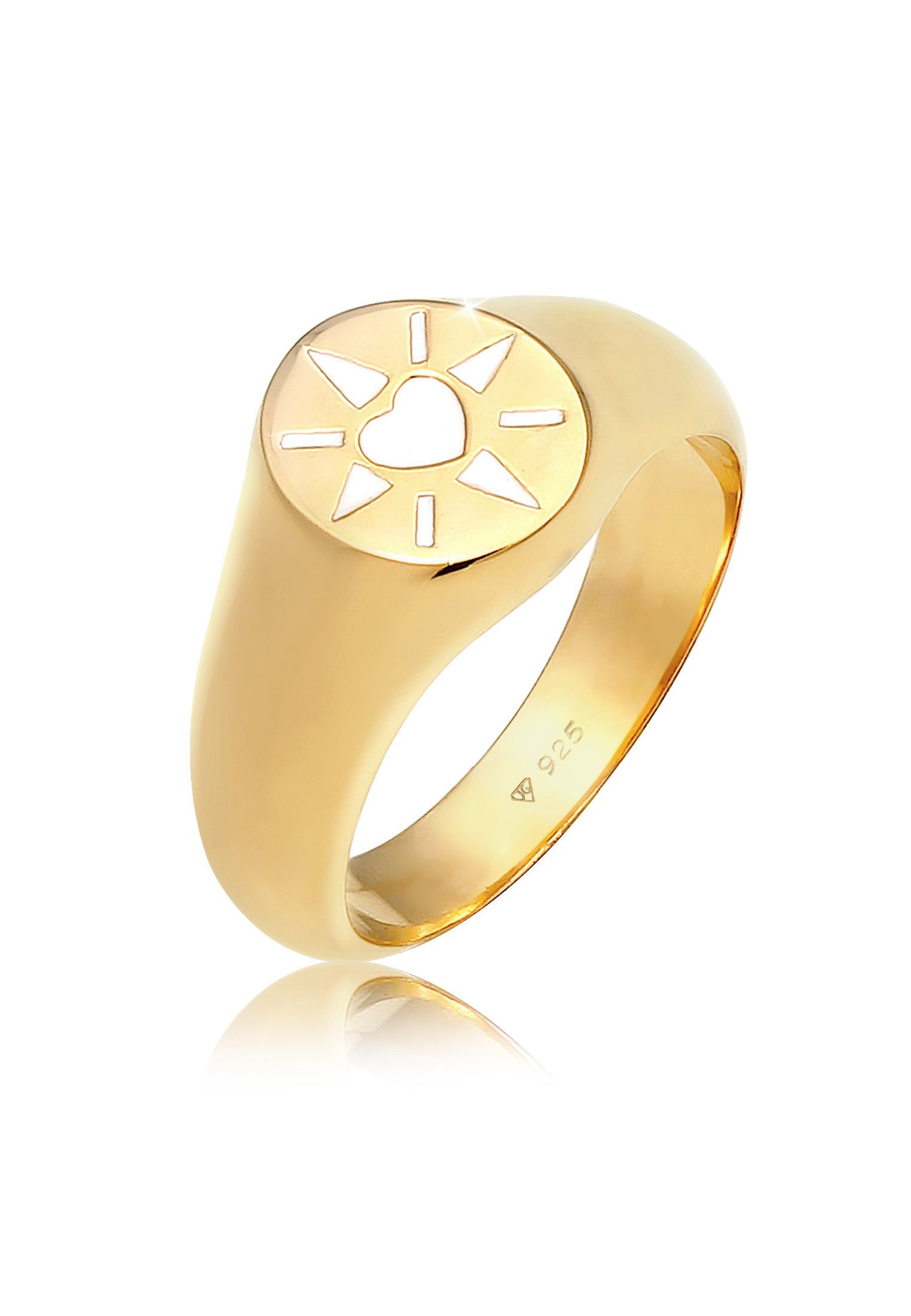 Elli Siegelring Siegelring Herz Emaille 925er Silber