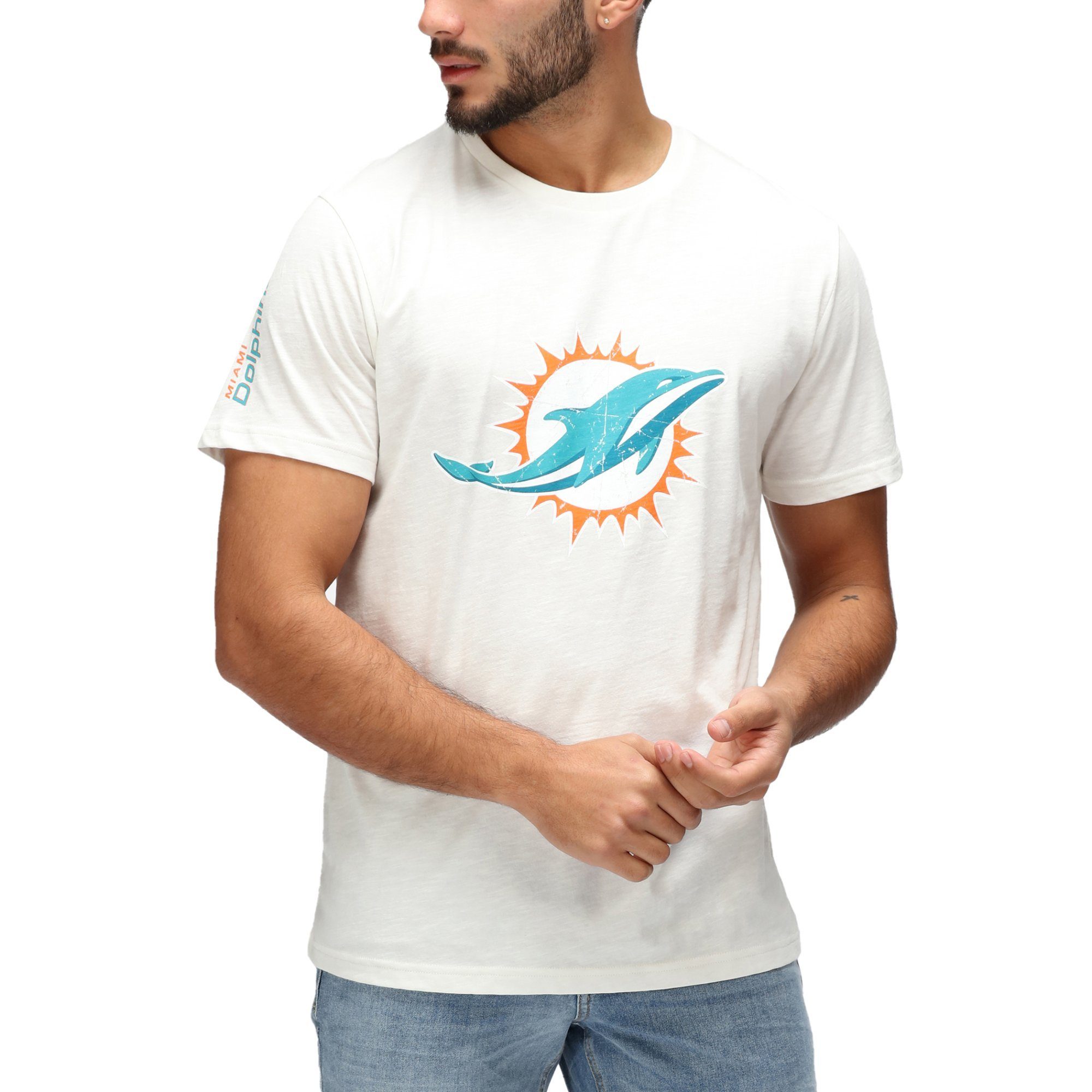 Recovered Print-Shirt Re:Covered NFL Miami Dolphins ecru