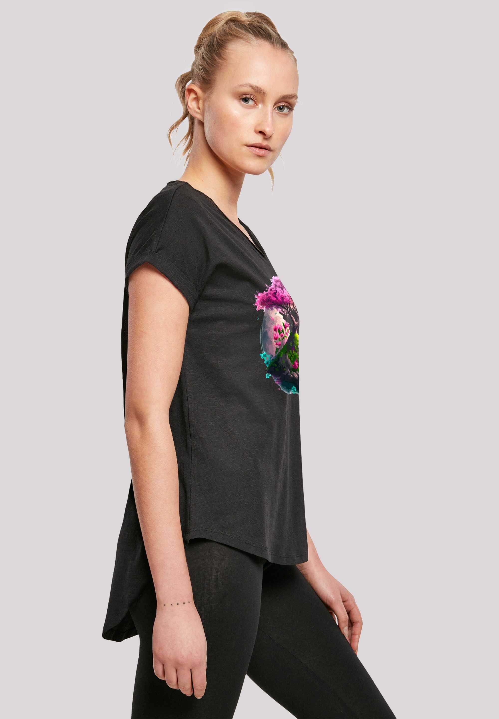 Baum Kirschblüten T-Shirt F4NT4STIC Print schwarz