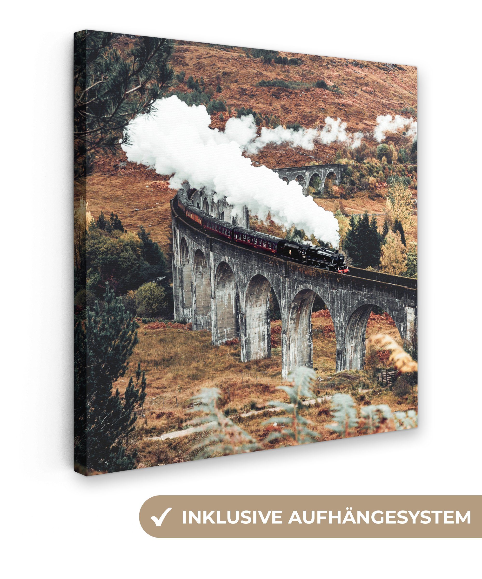 OneMillionCanvasses® Leinwandbild Zug - Natur - Herbst - Architektur, Fotod günstig online kaufen