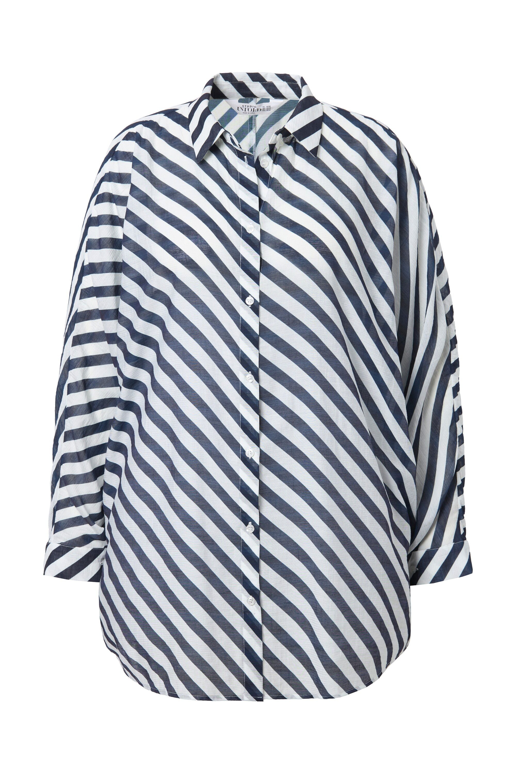 Studio Untold Hemdbluse Hemd leicht transparent Streifen Fledermausärmel günstig online kaufen