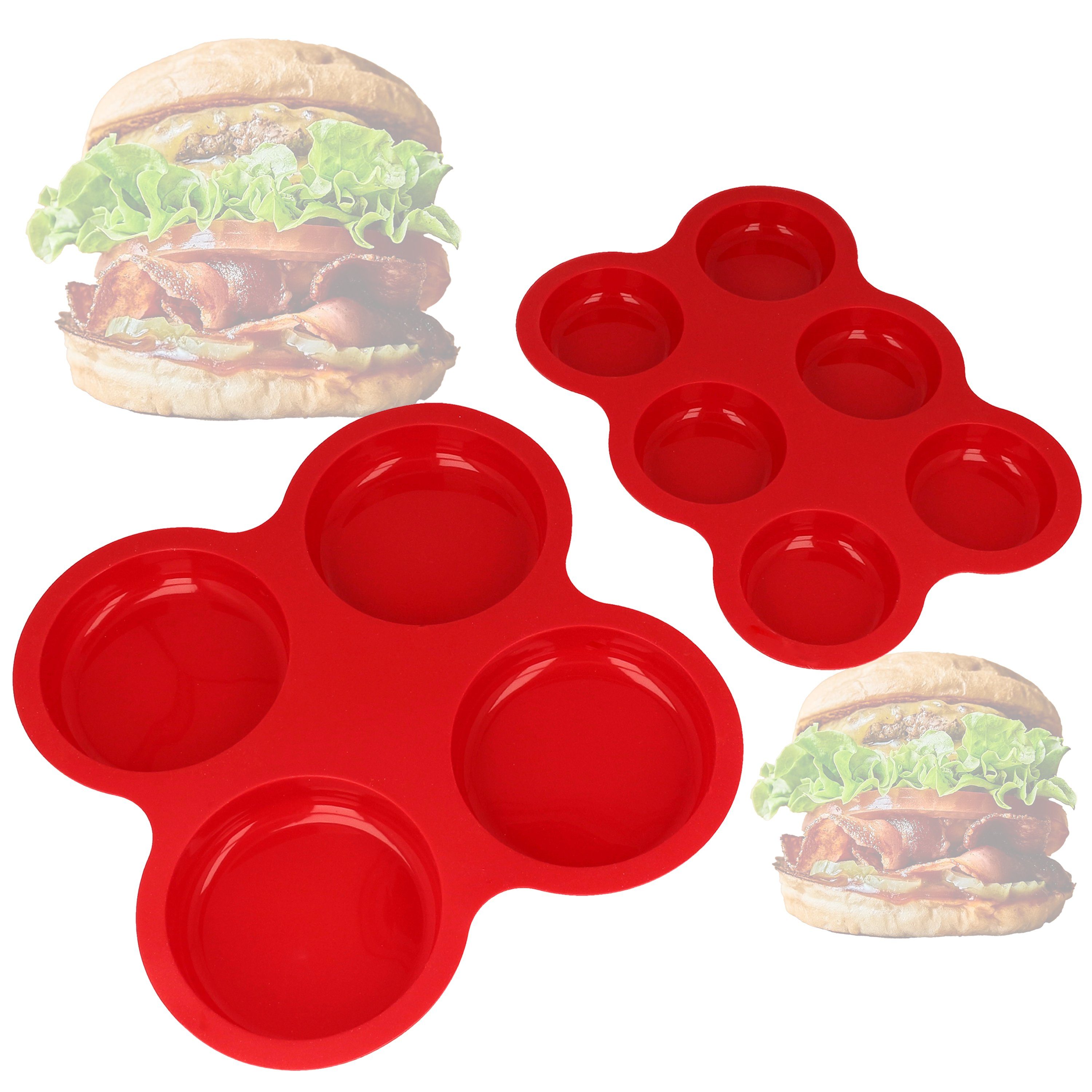 Ernesto Silikonform Silikon Backform für Burger Bun - Form für selbstgemachte Brötchen, (Set), Hamburger Brötchen Form aus geschmacks - und geruchsneutralem Material