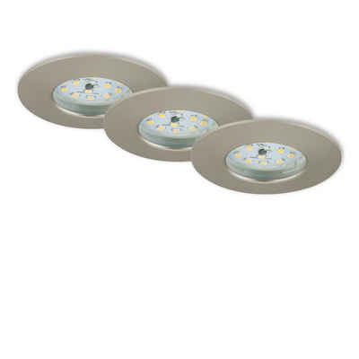 Briloner Leuchten LED Einbauleuchte 7231-032, LED fest verbaut, Warmweiß, Einbauleuchte SET für Bad - dimmbar IP44 Ø 7,5cm