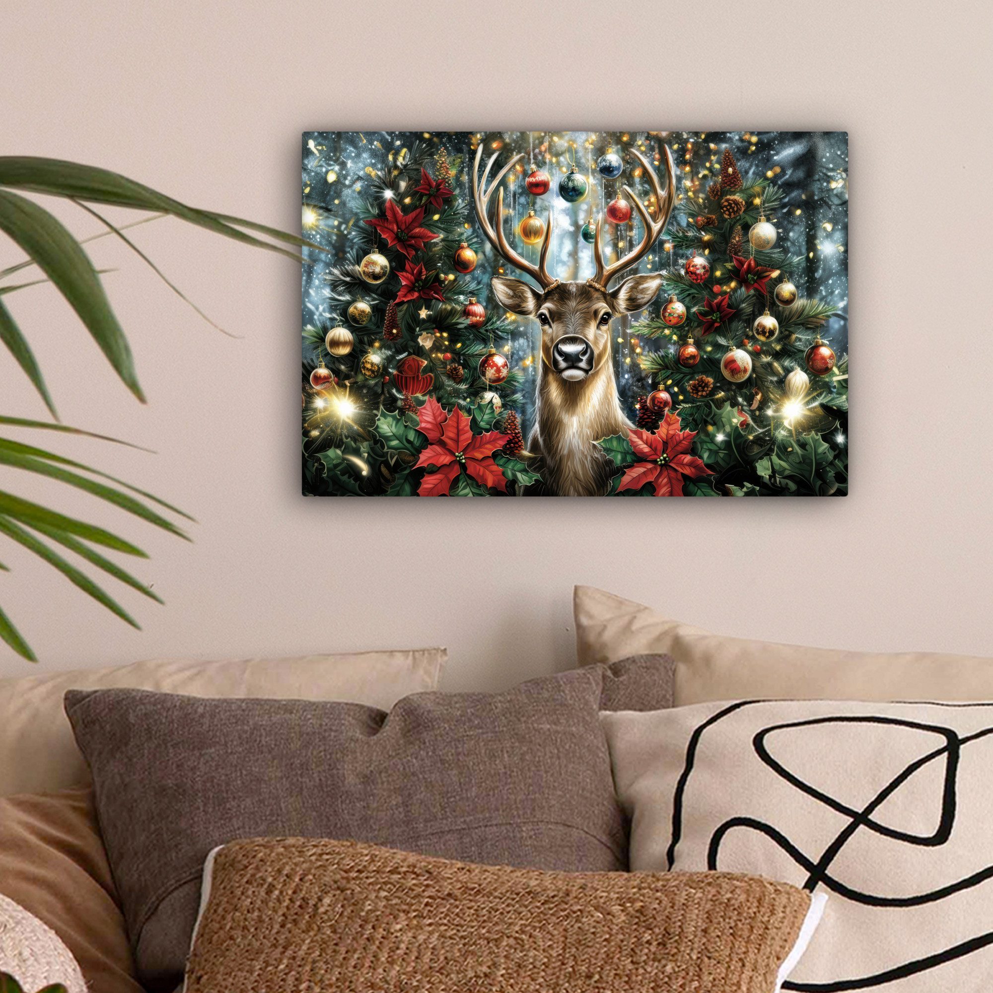 OneMillionCanvasses® Leinwandbild Weihnachtsfeier - Tannenwald - günstig online kaufen
