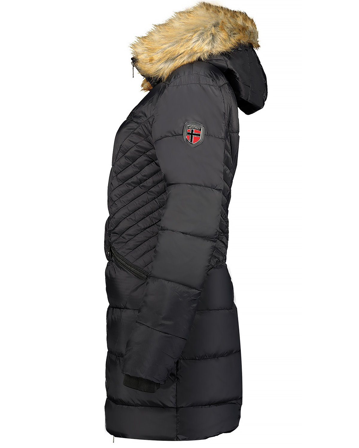 Geographical Norway Winterjacke Damen Outdoor Jacke (1-St) baabeille Kunstfellkragen schwarz
