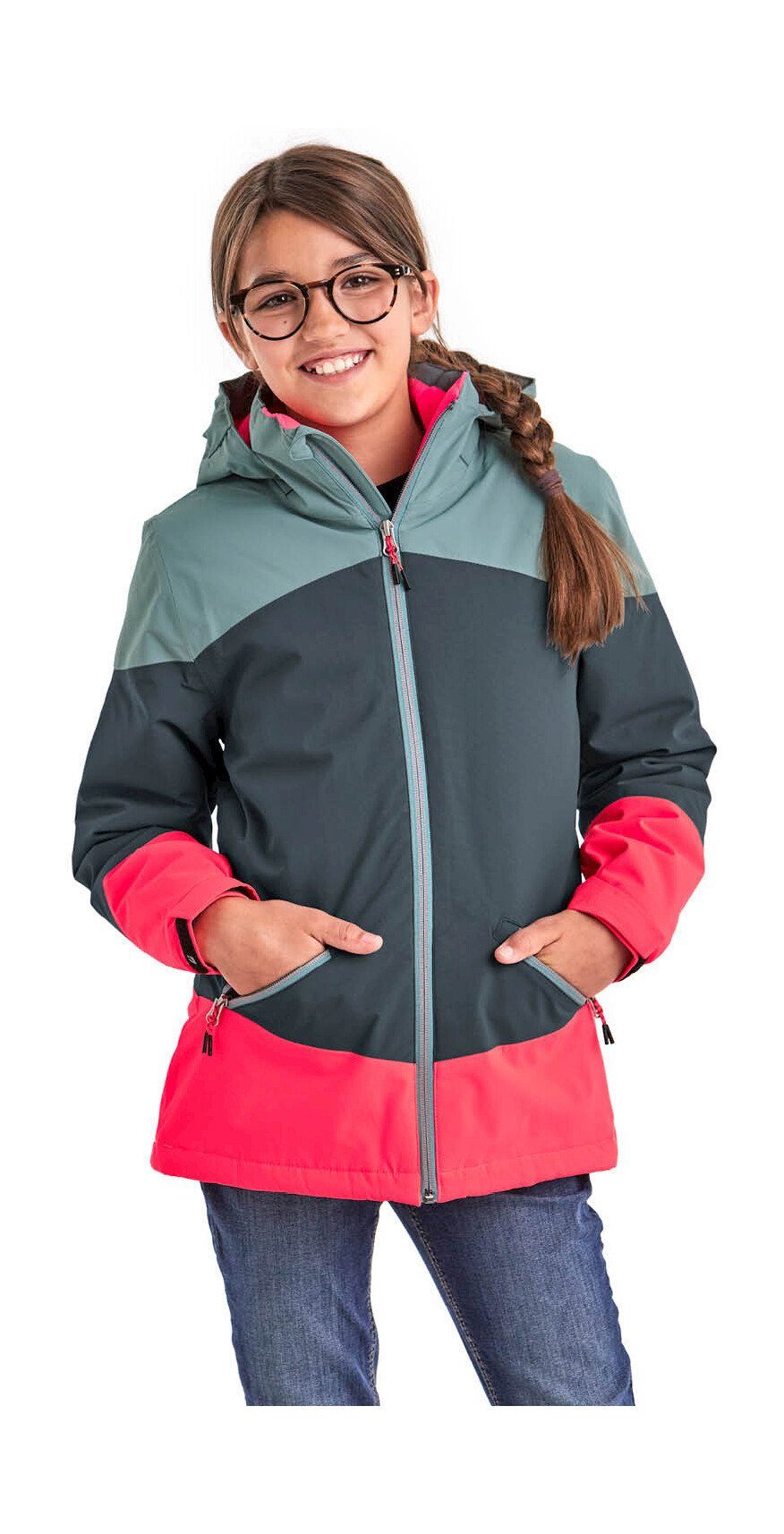 Killtec Outdoorjacke KOW 195 GRLS JCKT Wasserdichte Winterjacke mit Colourblock, verstellbaren Details